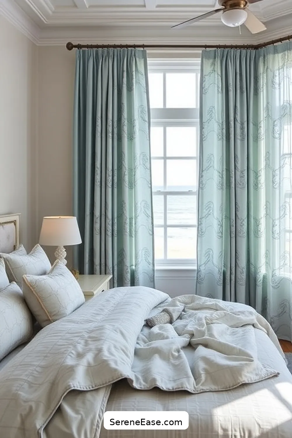 16 Ways to Achieve Monochromatic Coastal Style in Your Bedroom 14 Incorporate Subtle Patterns for 16 Ways to Achieve Monochromatic Coastal Style in Your Bedroom