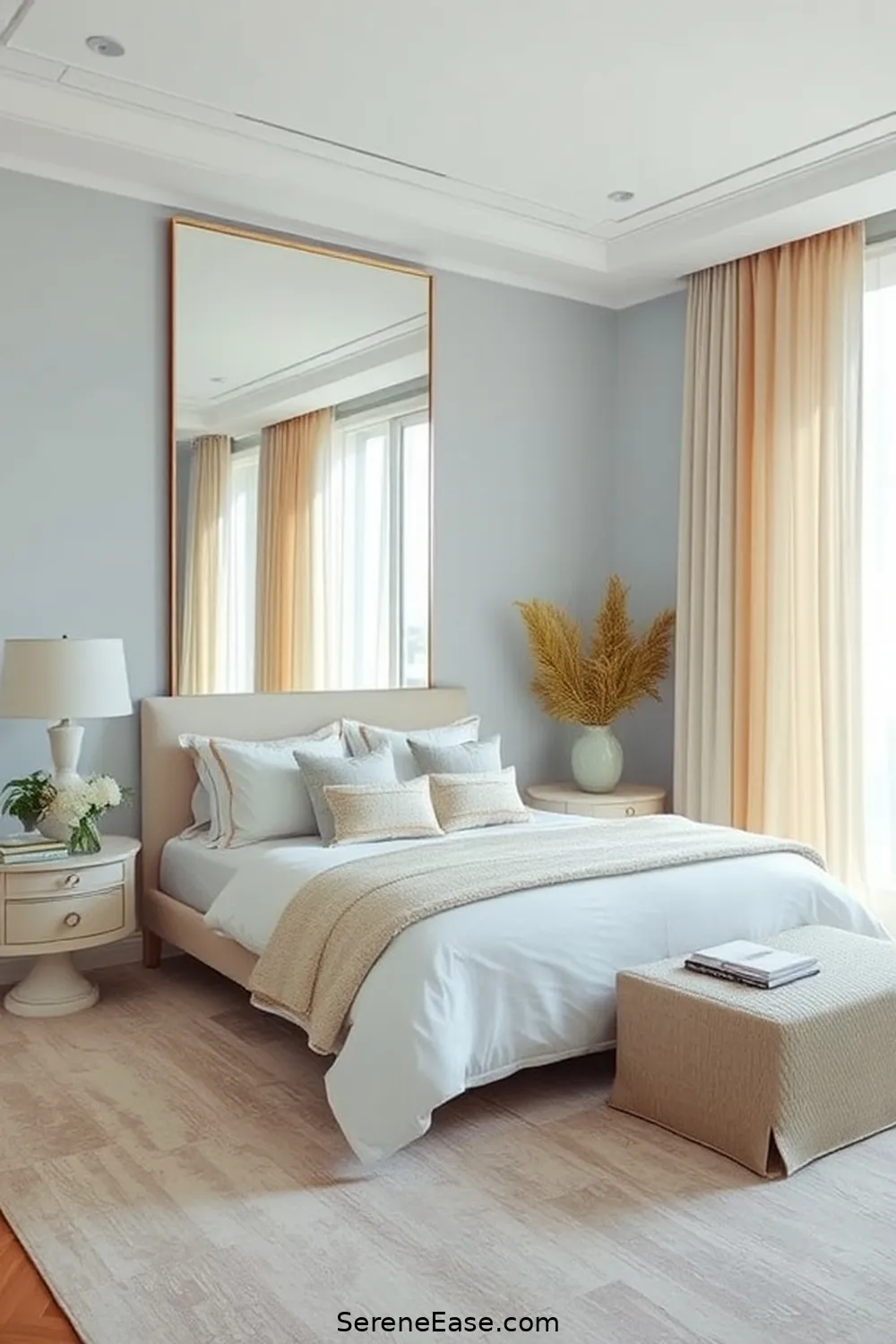 16 Ways to Achieve Monochromatic Coastal Style in Your Bedroom 12 Utilize Mirrors to Reflect Light for 16 Ways to Achieve Monochromatic Coastal Style in Your Bedroom