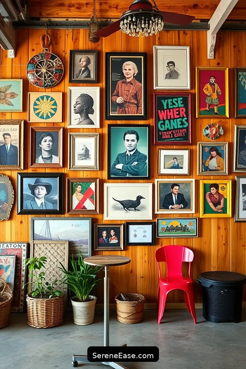 16 Ways to Achieve a Bold Bright Rustic Style in Your Garage 7 Create a Gallery Wall for 16 Ways to Achieve a Bold Bright Rustic Style in Your Garage