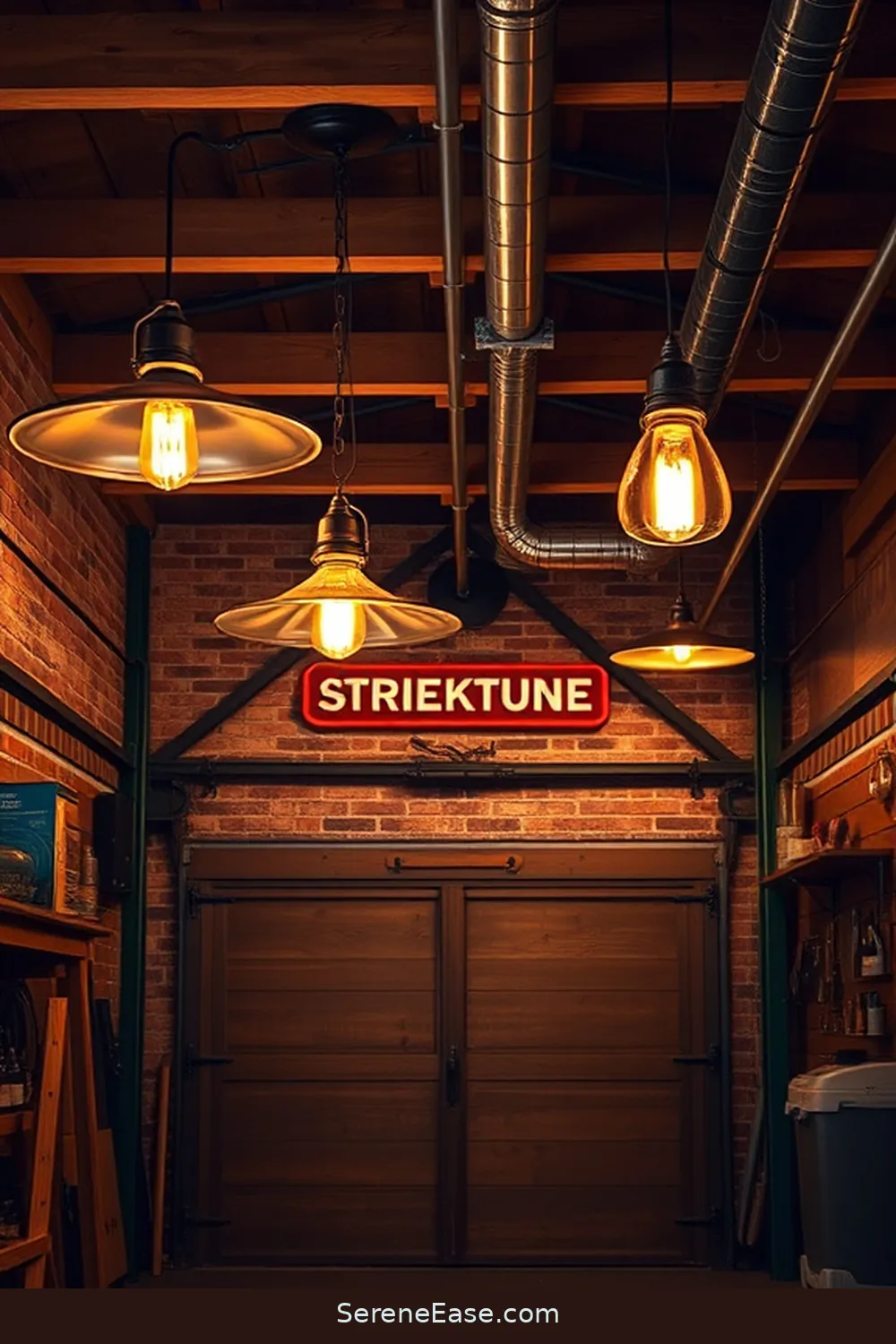 16 Ways to Achieve a Bold Bright Rustic Style in Your Garage 4 Install Industrial-Style Lighting for 16 Ways to Achieve a Bold Bright Rustic Style in Your Garage