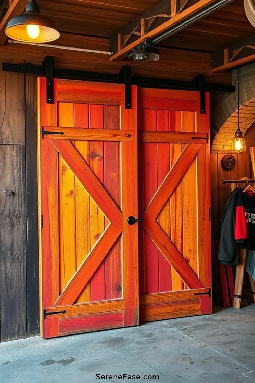 16 Ways to Achieve a Bold Bright Rustic Style in Your Garage 14 Install a Sliding Barn Door for 16 Ways to Achieve a Bold Bright Rustic Style in Your Garage