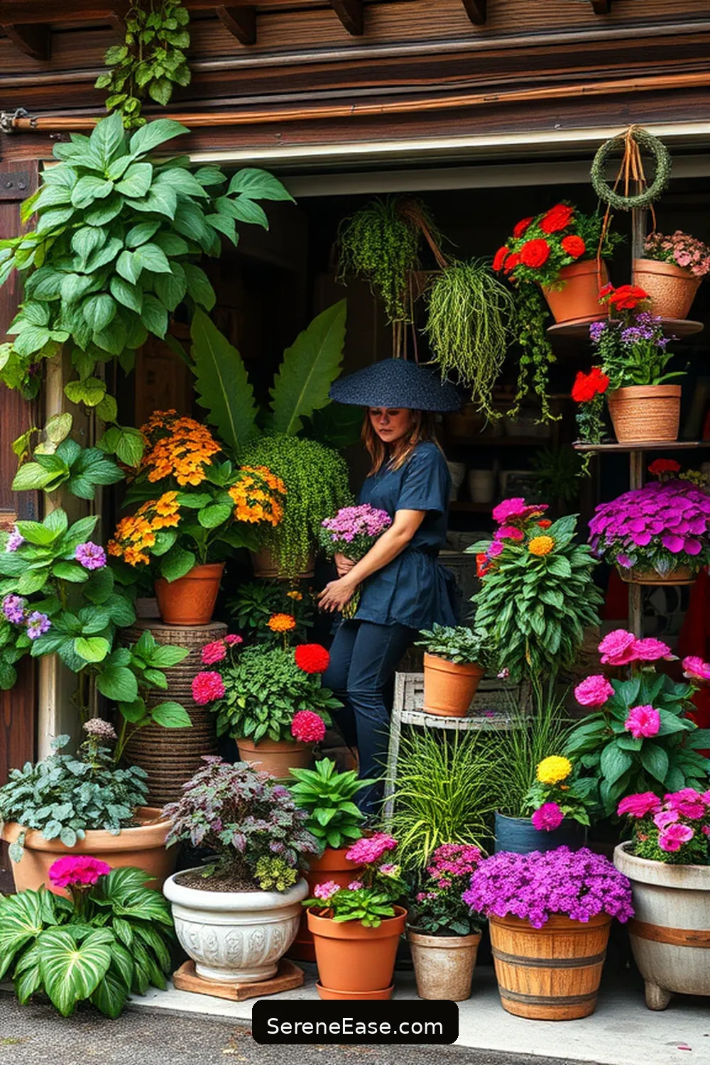 16 Ways to Achieve a Bold Bright Rustic Style in Your Garage 9 Introduce Potted Plants for 16 Ways to Achieve a Bold Bright Rustic Style in Your Garage