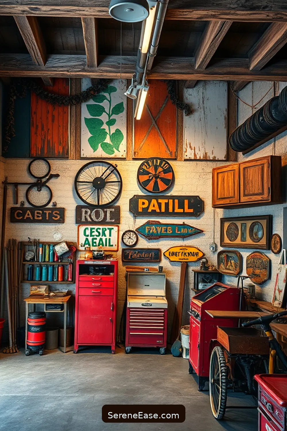 16 Ways to Achieve a Bold Bright Rustic Style in Your Garage 11 Opt for Bold Wall Art for 16 Ways to Achieve a Bold Bright Rustic Style in Your Garage