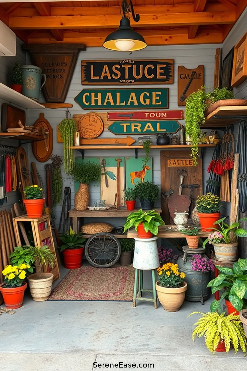 16 Ways to Achieve a Bold Bright Rustic Style in Your Garage 17 Personalize With Unique Decor for 16 Ways to Achieve a Bold Bright Rustic Style in Your Garage