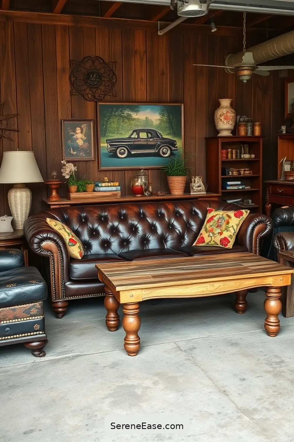 16 Ways to Achieve a Bold Bright Rustic Style in Your Garage 5 Use Vintage Furniture for 16 Ways to Achieve a Bold Bright Rustic Style in Your Garage