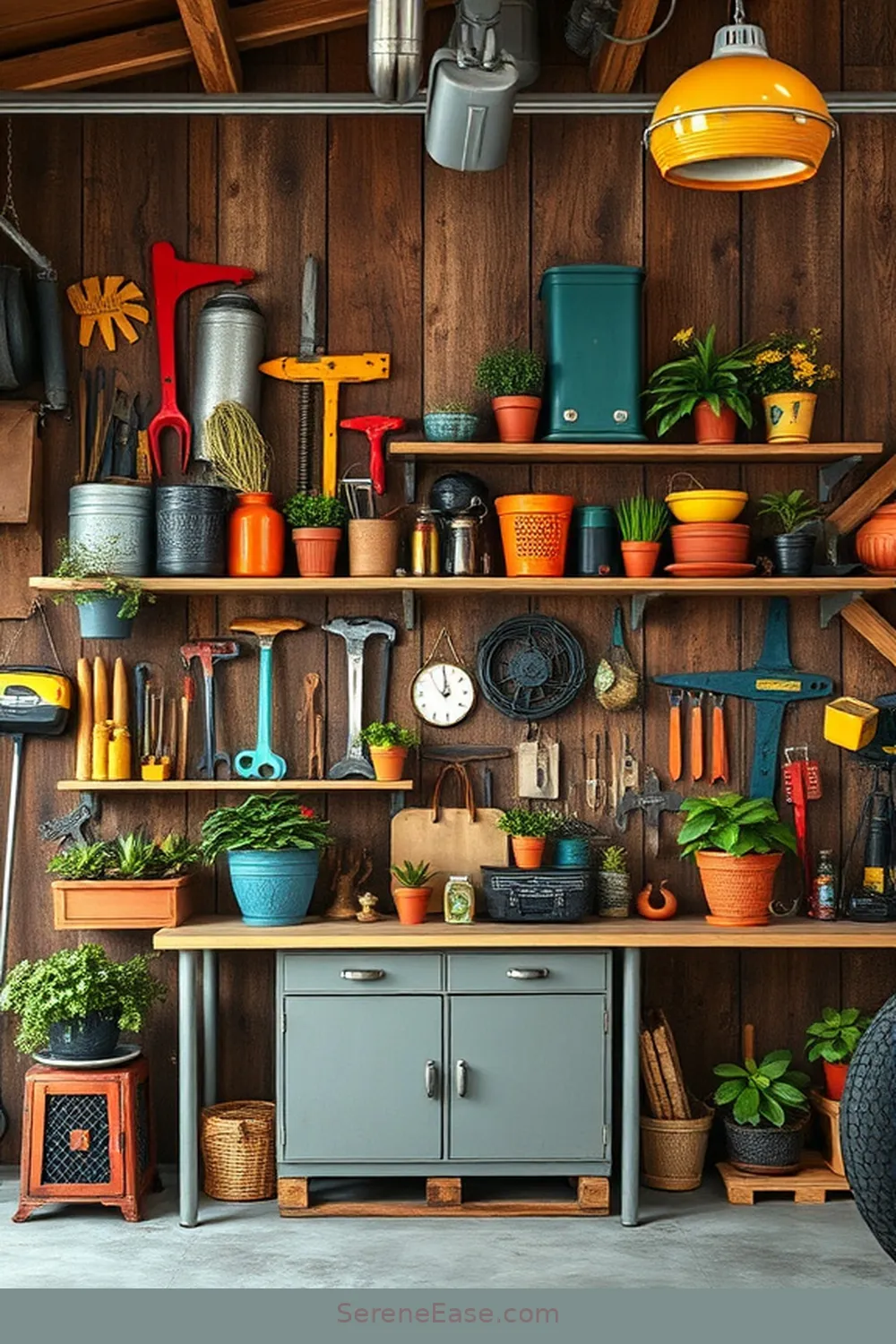 16 Ways to Achieve a Bold Bright Rustic Style in Your Garage 8 Utilize Open Shelving for 16 Ways to Achieve a Bold Bright Rustic Style in Your Garage