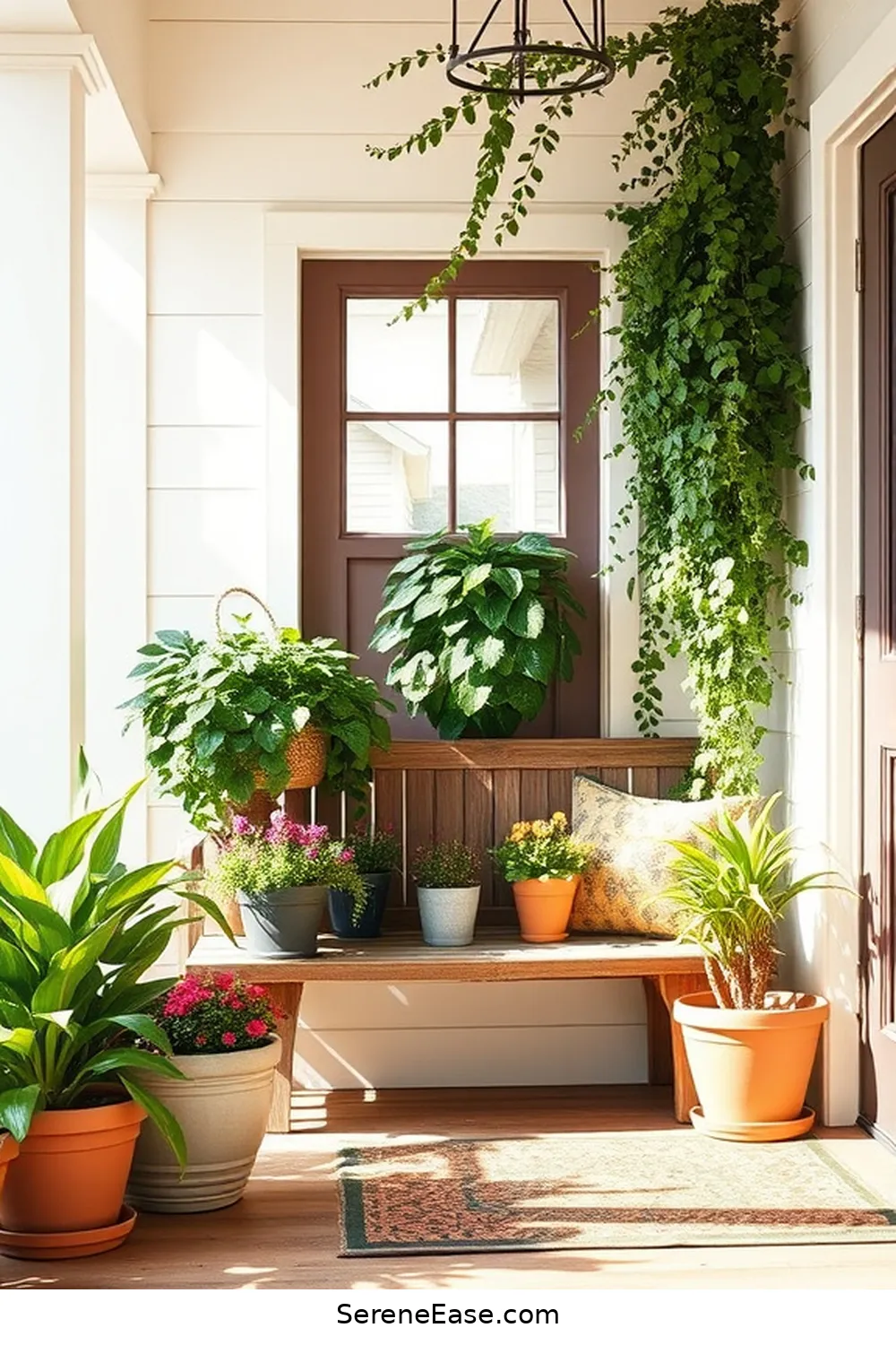 16 Ways to Achieve a Bold and Bright Entryway in Modern Farmhouse Style 6 Add Greenery for a Fresh Touch for 16 Ways to Achieve a Bold and Bright Entryway in Modern Farmhouse Style