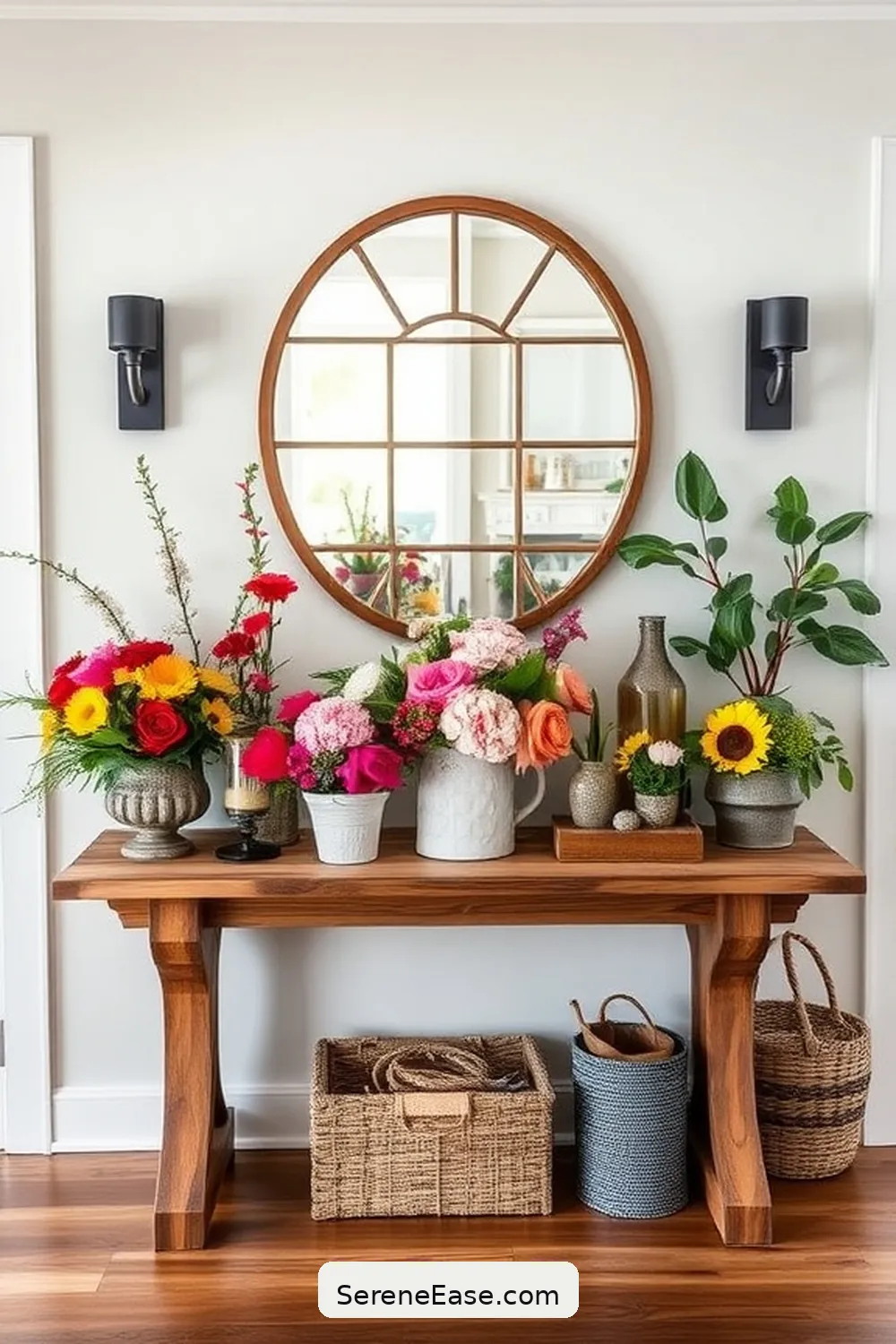 16 Ways to Achieve a Bold and Bright Entryway in Modern Farmhouse Style 16 Design a Welcoming Entry Table for 16 Ways to Achieve a Bold and Bright Entryway in Modern Farmhouse Style