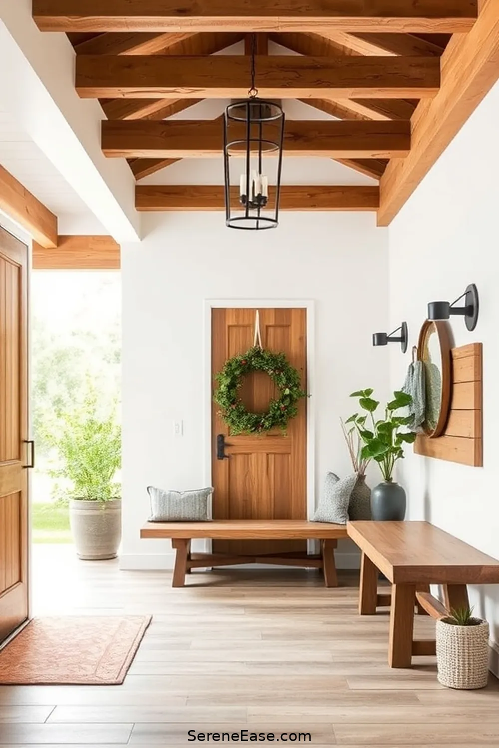 16 Ways to Achieve a Bold and Bright Entryway in Modern Farmhouse Style 3 Incorporate Natural Wood Elements for 16 Ways to Achieve a Bold and Bright Entryway in Modern Farmhouse Style