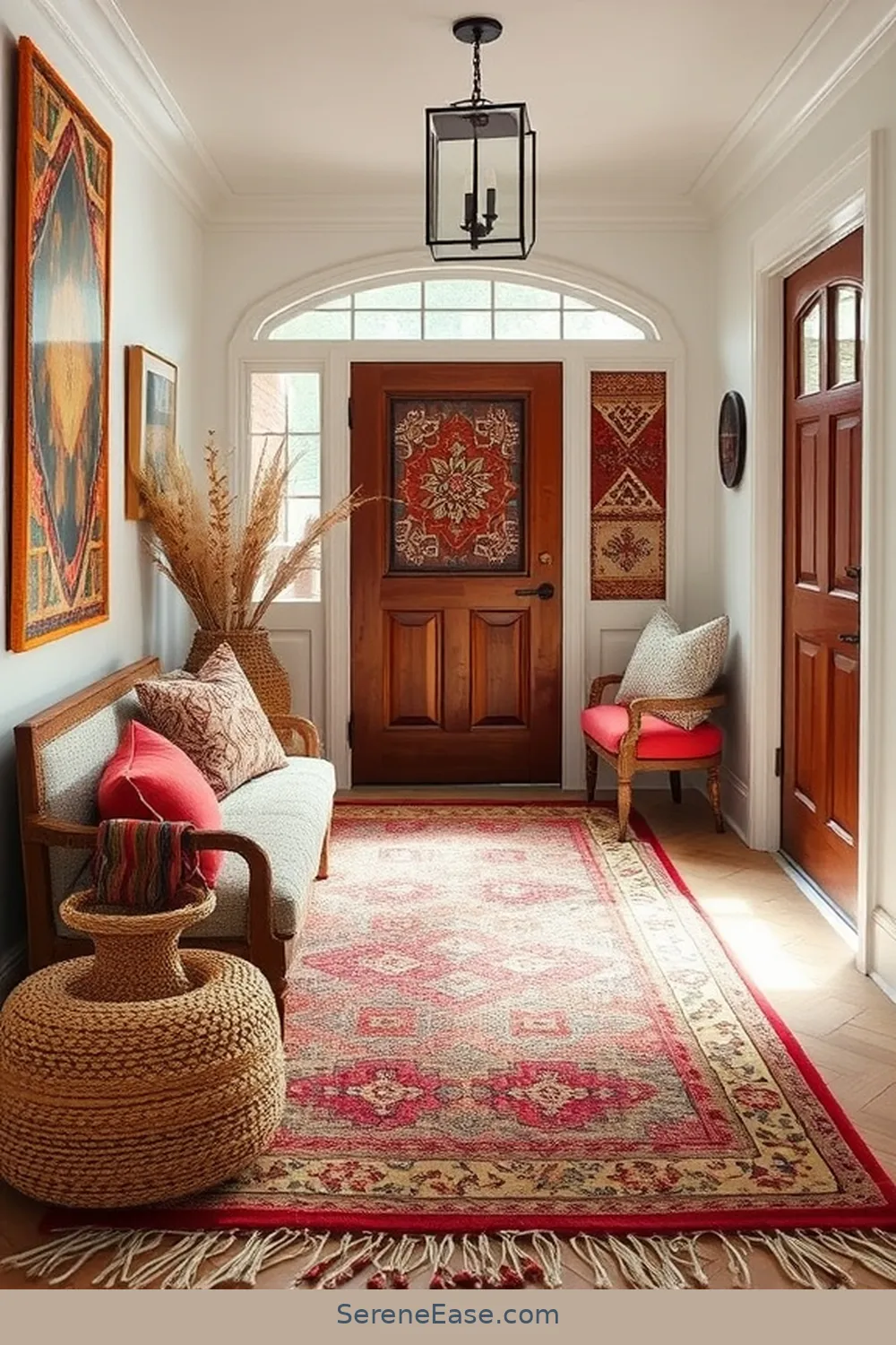 16 Ways to Achieve a Bold and Bright Entryway in Modern Farmhouse Style 14 Layer Textures With Rugs and Fabrics for 16 Ways to Achieve a Bold and Bright Entryway in Modern Farmhouse Style