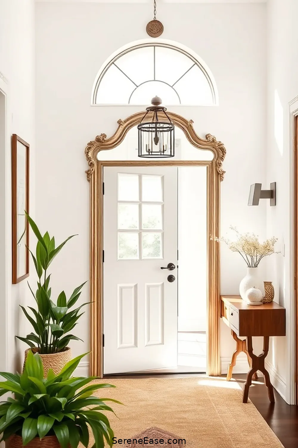 16 Ways to Achieve a Bold and Bright Entryway in Modern Farmhouse Style 5 Use Large Mirrors to Reflect Light for 16 Ways to Achieve a Bold and Bright Entryway in Modern Farmhouse Style