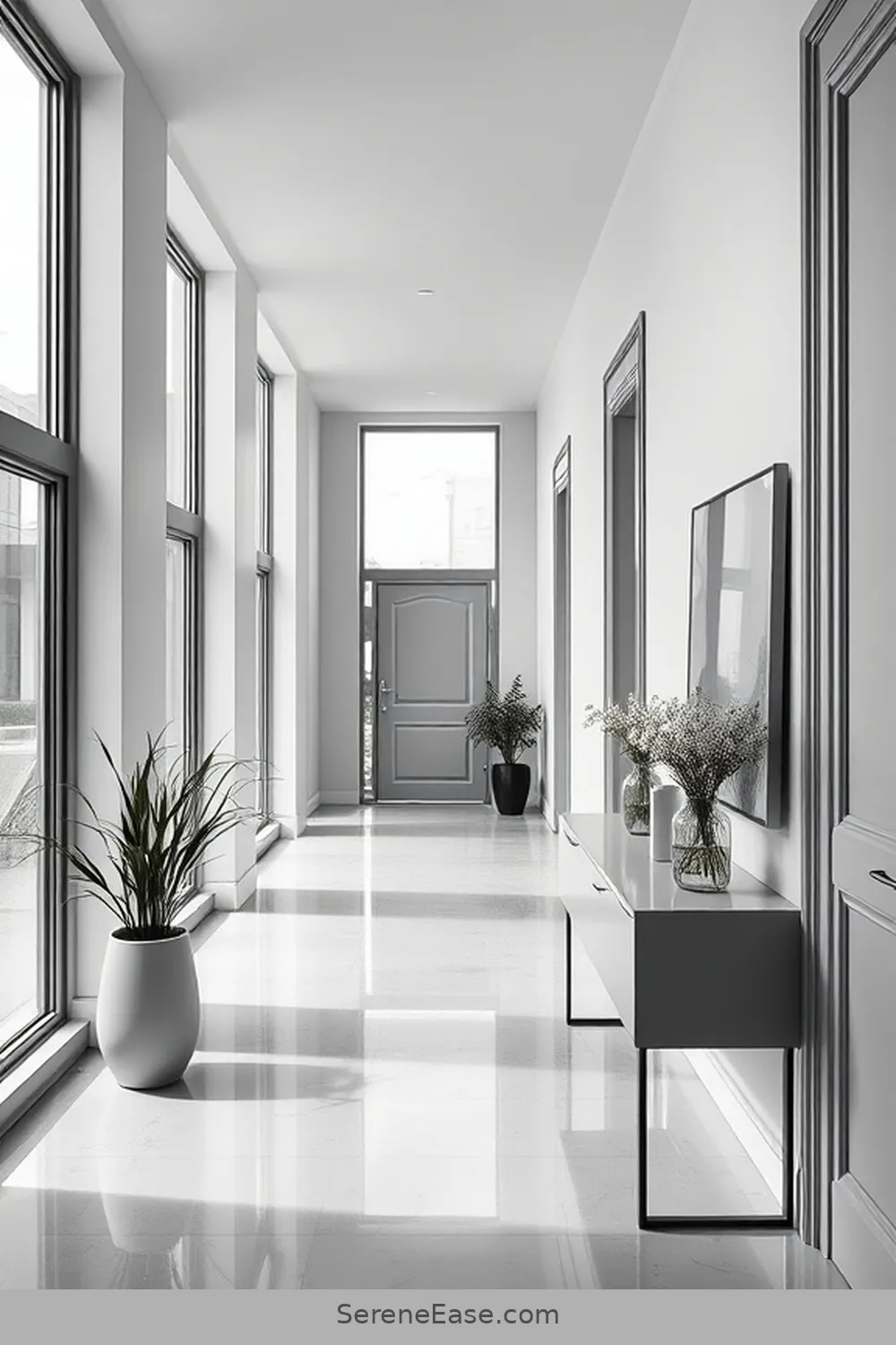 16 Ways to Achieve a Monochromatic Hallway in Minimalist Style 2 Choose a Single Color Palette for 16 Ways to Achieve a Monochromatic Hallway in Minimalist Style