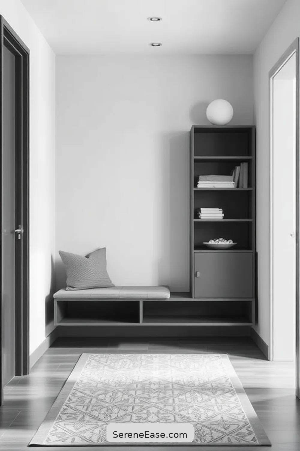 16 Ways to Achieve a Monochromatic Hallway in Minimalist Style 10 Incorporate Minimalist Furniture for 16 Ways to Achieve a Monochromatic Hallway in Minimalist Style
