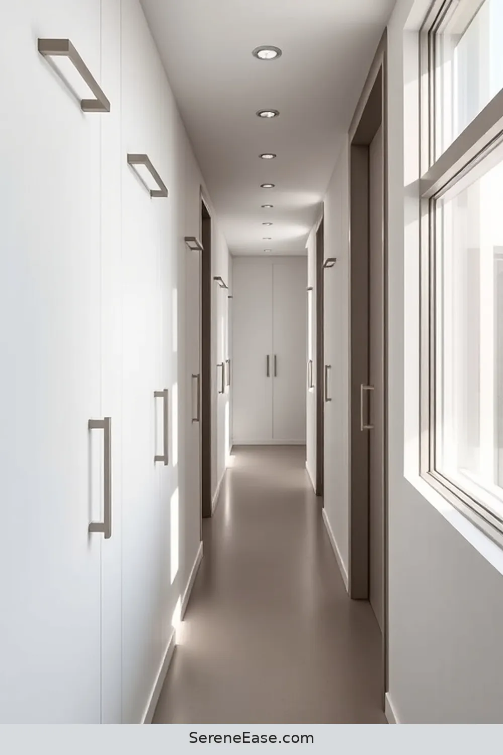 16 Ways to Achieve a Monochromatic Hallway in Minimalist Style 11 Select Uniform Hardware for 16 Ways to Achieve a Monochromatic Hallway in Minimalist Style