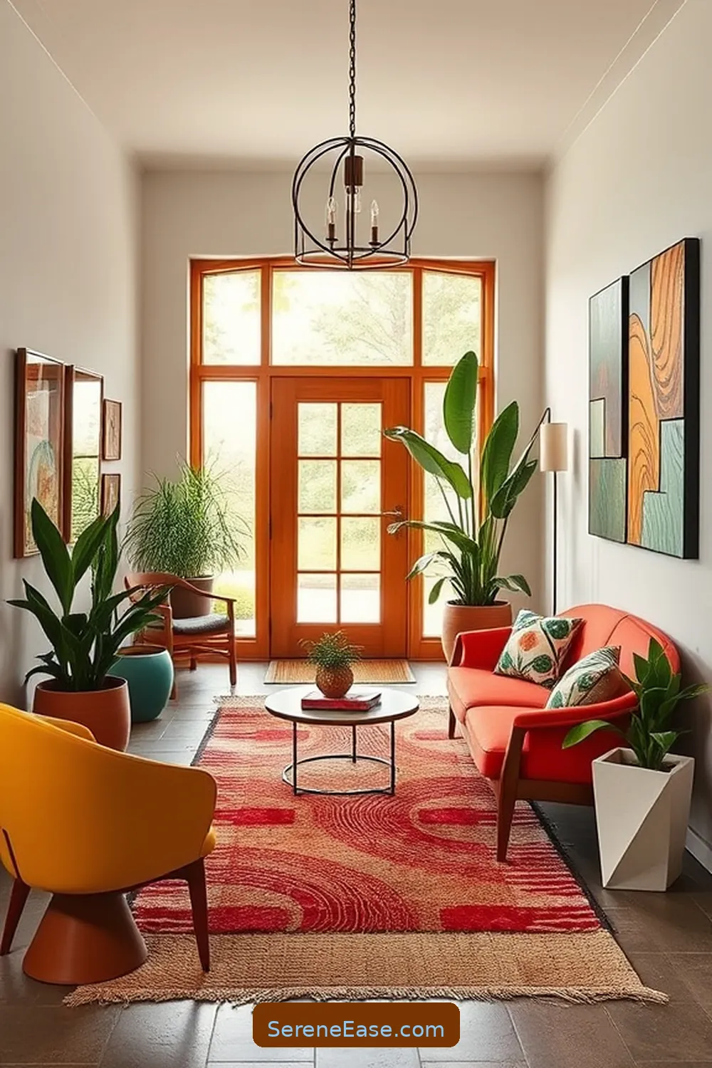 16 Ways to Create a Bold Bright Mid-Century Modern Entryway Style 6 Add Organic Shapes in Furniture for 16 Ways to Create a Bold Bright Mid-Century Modern Entryway Style