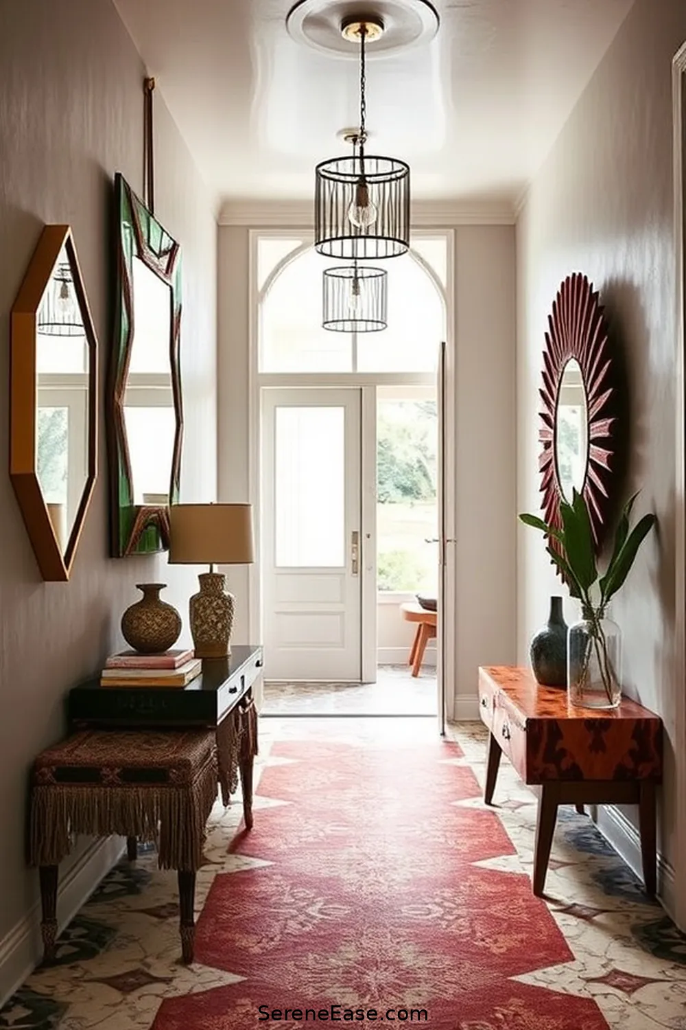 16 Ways to Create a Bold Bright Mid-Century Modern Entryway Style 12 Opt for Unique Mirrors for 16 Ways to Create a Bold Bright Mid-Century Modern Entryway Style