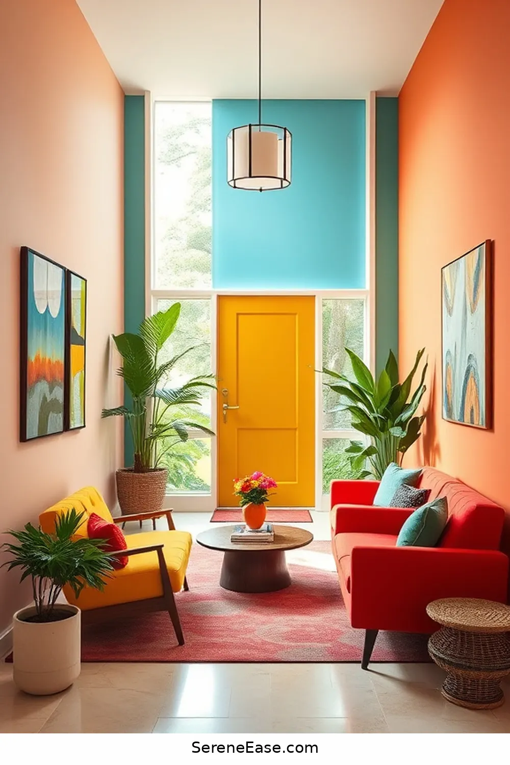 16 Ways to Create a Bold Bright Mid-Century Modern Entryway Style 4 Select Vibrant Color Schemes for 16 Ways to Create a Bold Bright Mid-Century Modern Entryway Style