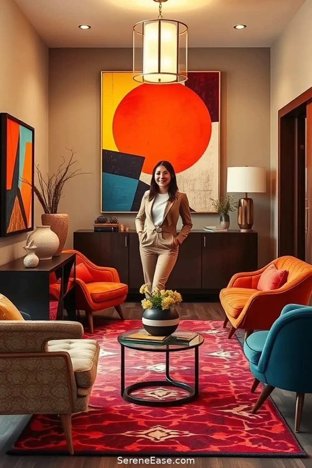 16 Ways to Create a Bold Bright Mid-Century Modern Entryway Style 7 Showcase Iconic Mid-Century Artwork for 16 Ways to Create a Bold Bright Mid-Century Modern Entryway Style