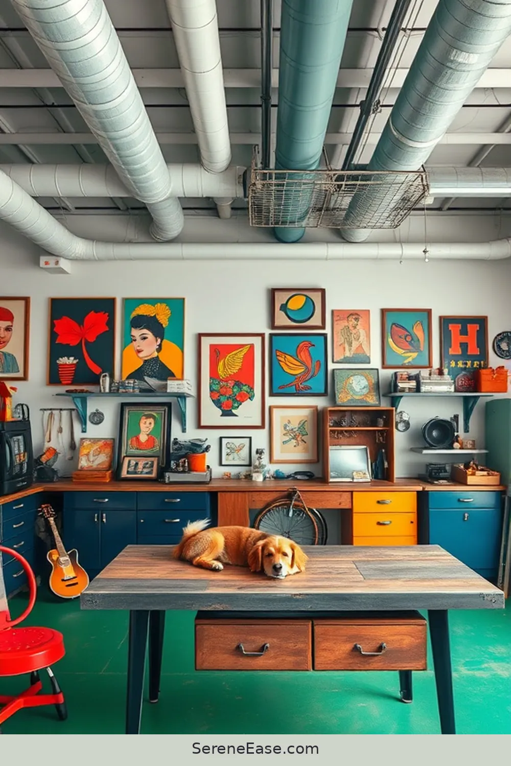16 Ways to Create a Bold and Bright Industrial-Style Garage 12 Integrate Piping and Ductwork for 16 Ways to Create a Bold and Bright Industrial-Style Garage