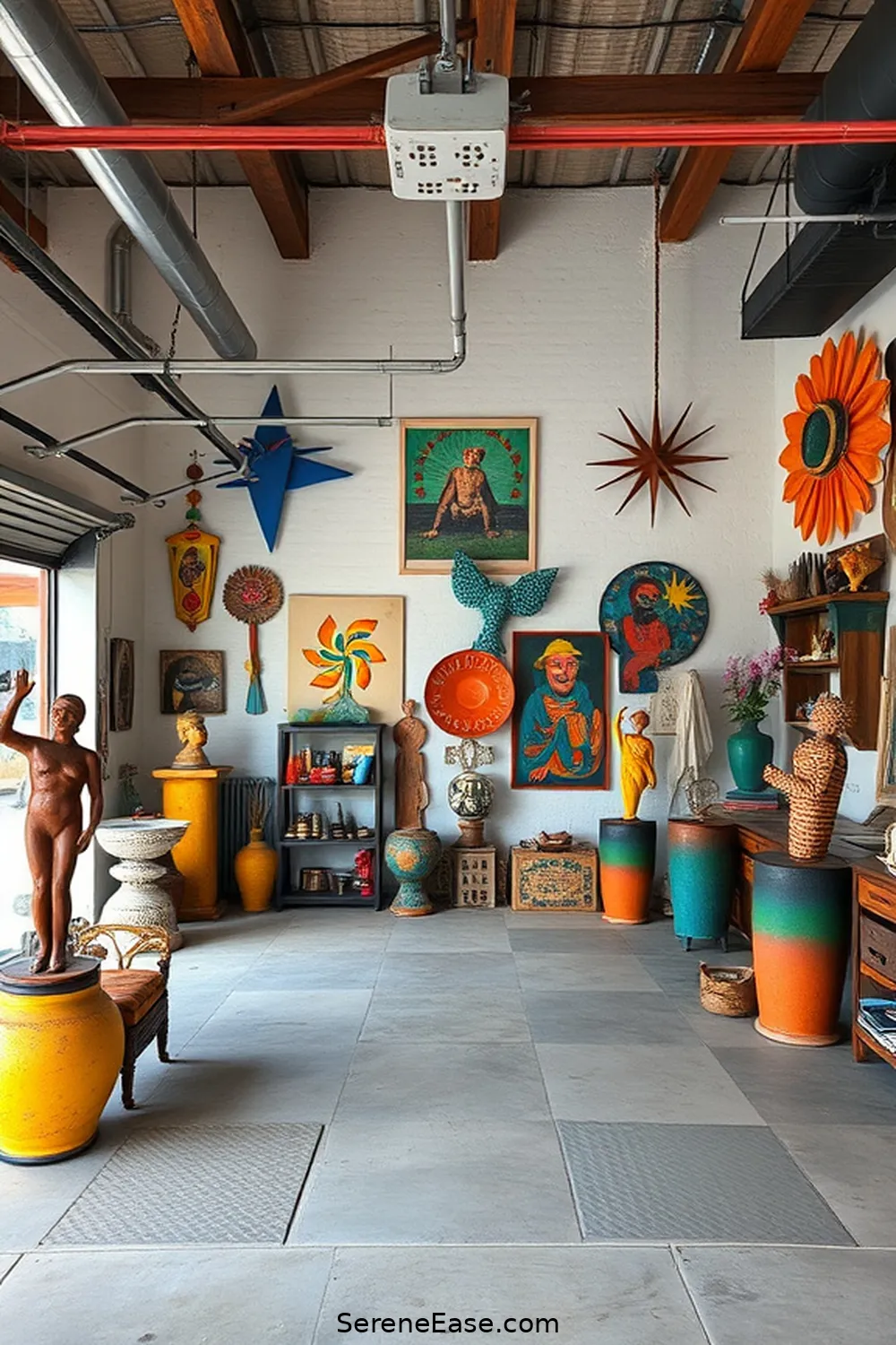 16 Ways to Create a Bold and Bright Industrial-Style Garage 14 Personalize With Art and Decor for 16 Ways to Create a Bold and Bright Industrial-Style Garage