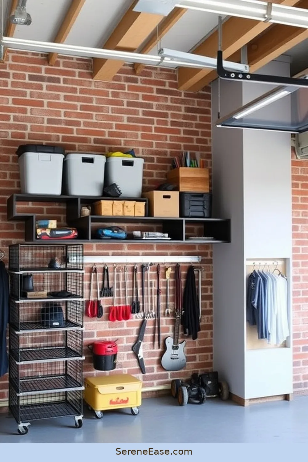 16 Ways to Create a Bold and Bright Industrial-Style Garage 16 Use Minimalist Storage Solutions for 16 Ways to Create a Bold and Bright Industrial-Style Garage