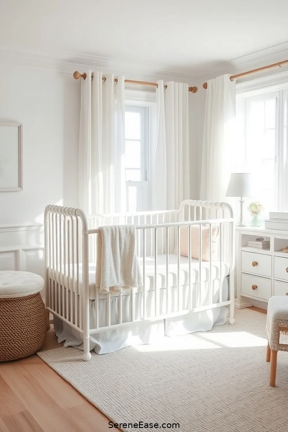 16 Ways to Create a Monochromatic Coastal Nursery Style 15 Choose a Versatile Crib for 16 Ways to Create a Monochromatic Coastal Nursery Style