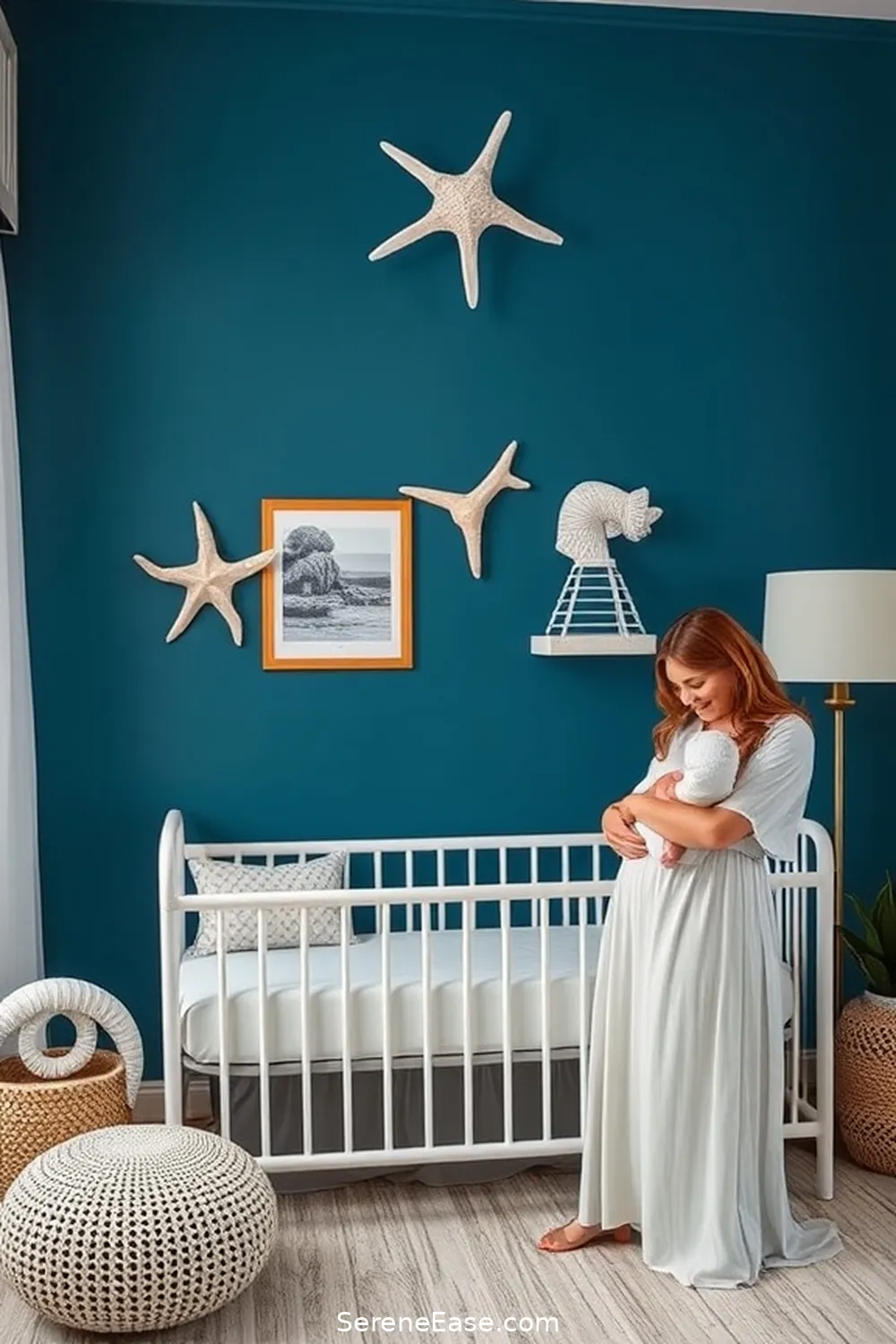 16 Ways to Create a Monochromatic Coastal Nursery Style 11 Create a Feature Wall for 16 Ways to Create a Monochromatic Coastal Nursery Style