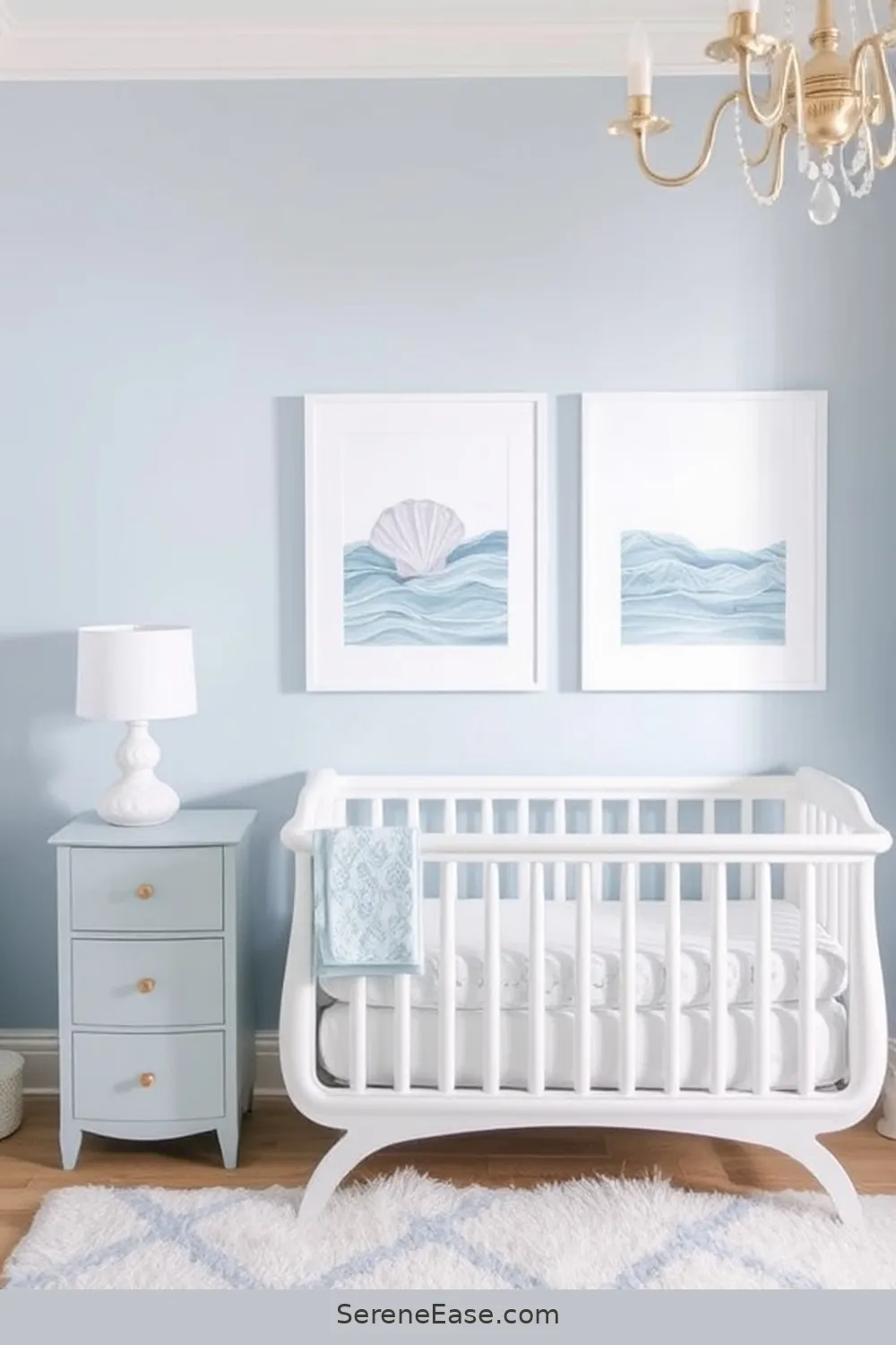 16 Ways to Create a Monochromatic Coastal Nursery Style 4 Opt for Coastal-Inspired Artwork for 16 Ways to Create a Monochromatic Coastal Nursery Style