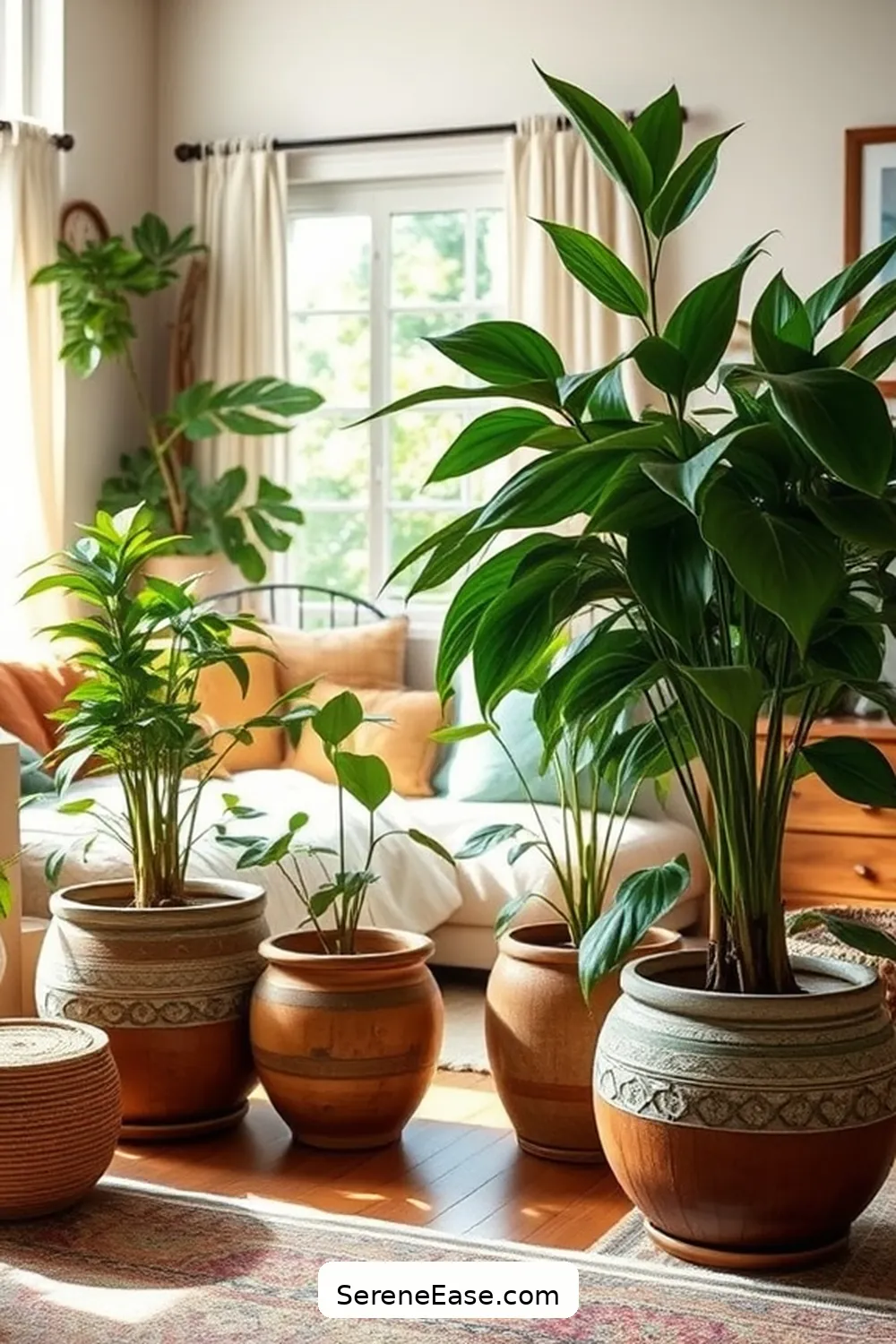 16 Ways to Embrace Earth Tones in Bohemian Living Room Style 6 Add Plants and Greenery for 16 Ways to Embrace Earth Tones in Bohemian Living Room Style