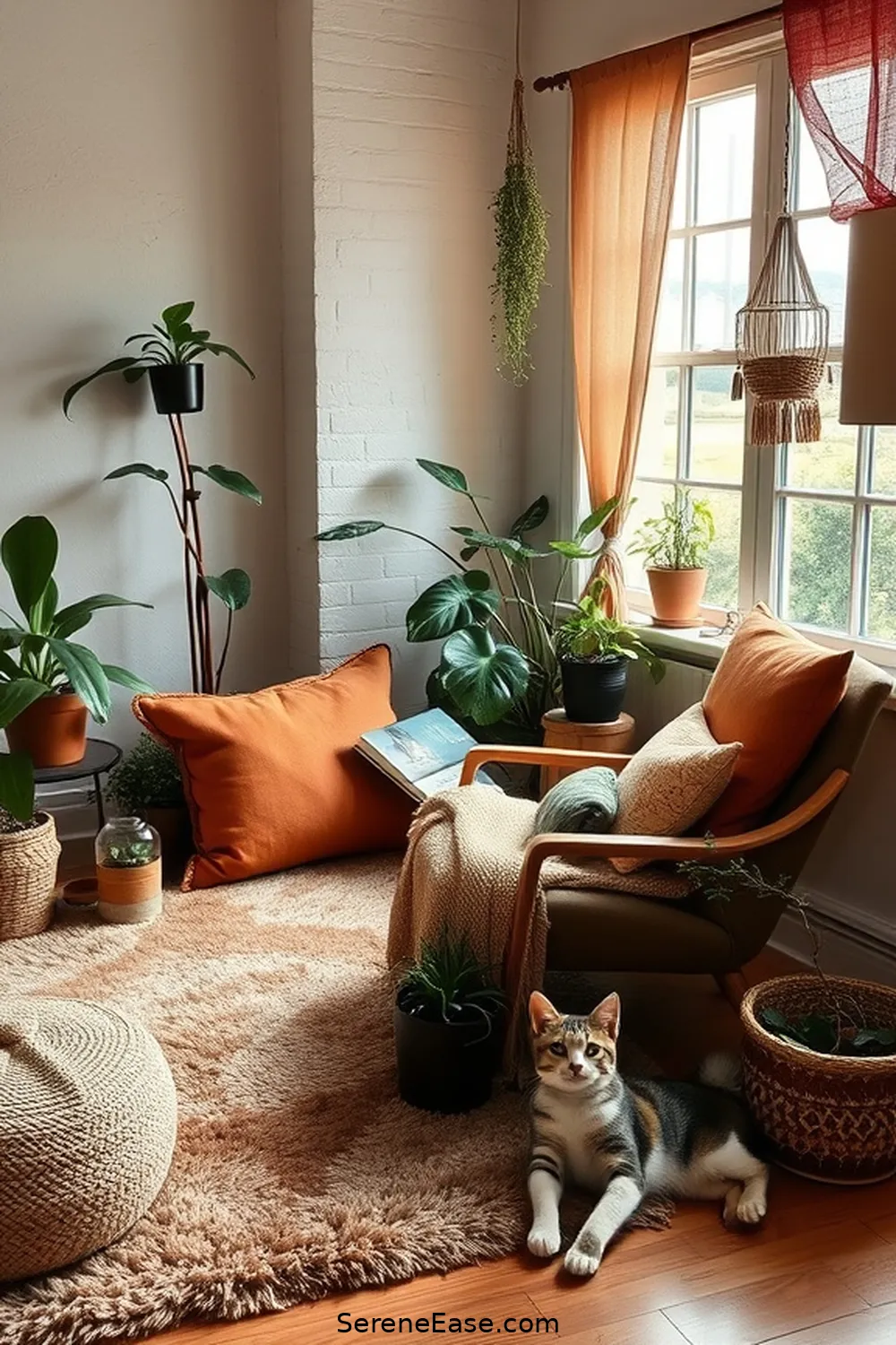 16 Ways to Embrace Earth Tones in Bohemian Living Room Style 11 Create a Cozy Reading Nook for 16 Ways to Embrace Earth Tones in Bohemian Living Room Style