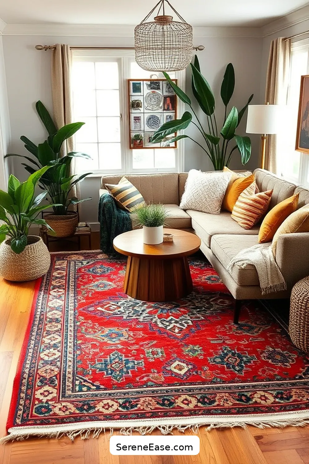 16 Ways to Embrace Earth Tones in Bohemian Living Room Style 5 Use Statement Rugs for 16 Ways to Embrace Earth Tones in Bohemian Living Room Style