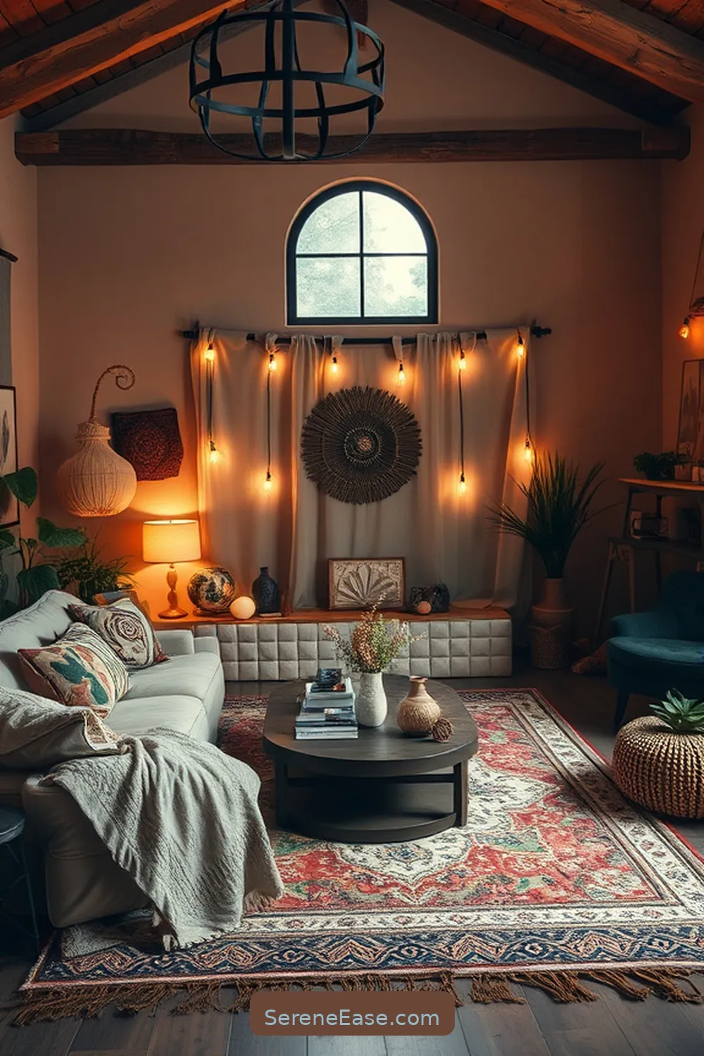 16 Ways to Embrace Earth Tones in Bohemian Living Room Style 15 Utilize Ambient Lighting for 16 Ways to Embrace Earth Tones in Bohemian Living Room Style