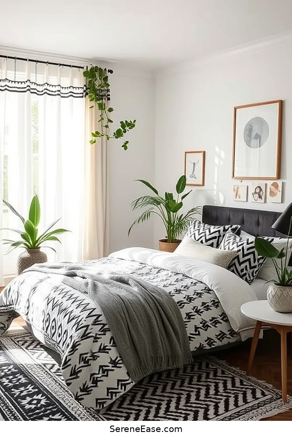 Blend Boho and Modern Styles With Black and White Decor for 16 Ways to Incorporate Black and White Style in Your Bohemian Bedroom