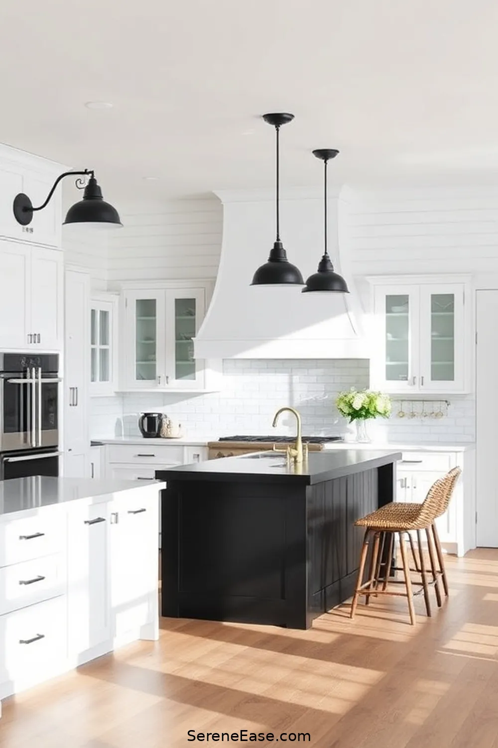 16 Ways to Incorporate Black and White Style in Your Coastal Kitchen 8 Create Contrast With Lighting Fixtures for 16 Ways to Incorporate Black and White Style in Your Coastal Kitchen