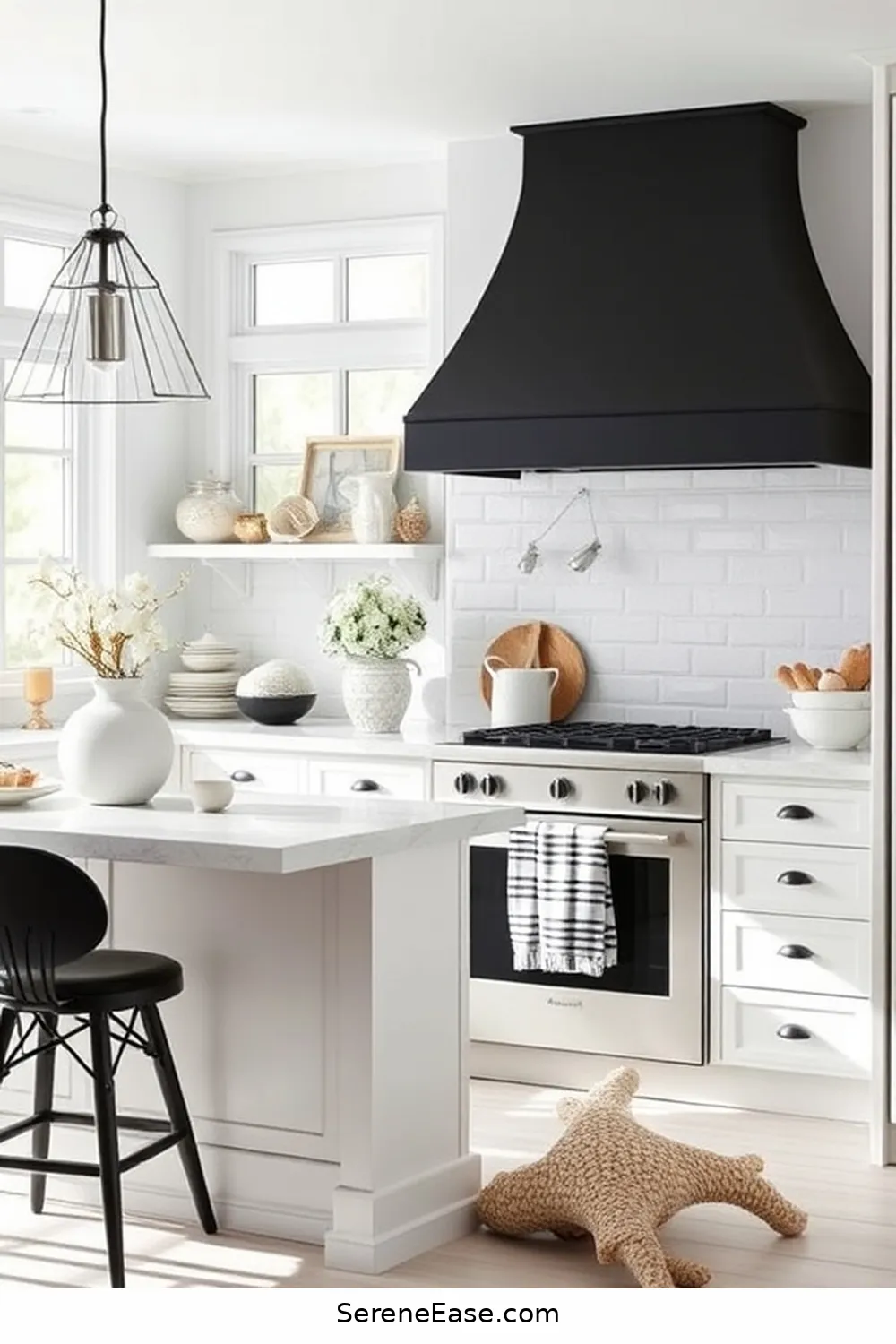 16 Ways to Incorporate Black and White Style in Your Coastal Kitchen 11 Include Coastal-Inspired Accents for 16 Ways to Incorporate Black and White Style in Your Coastal Kitchen