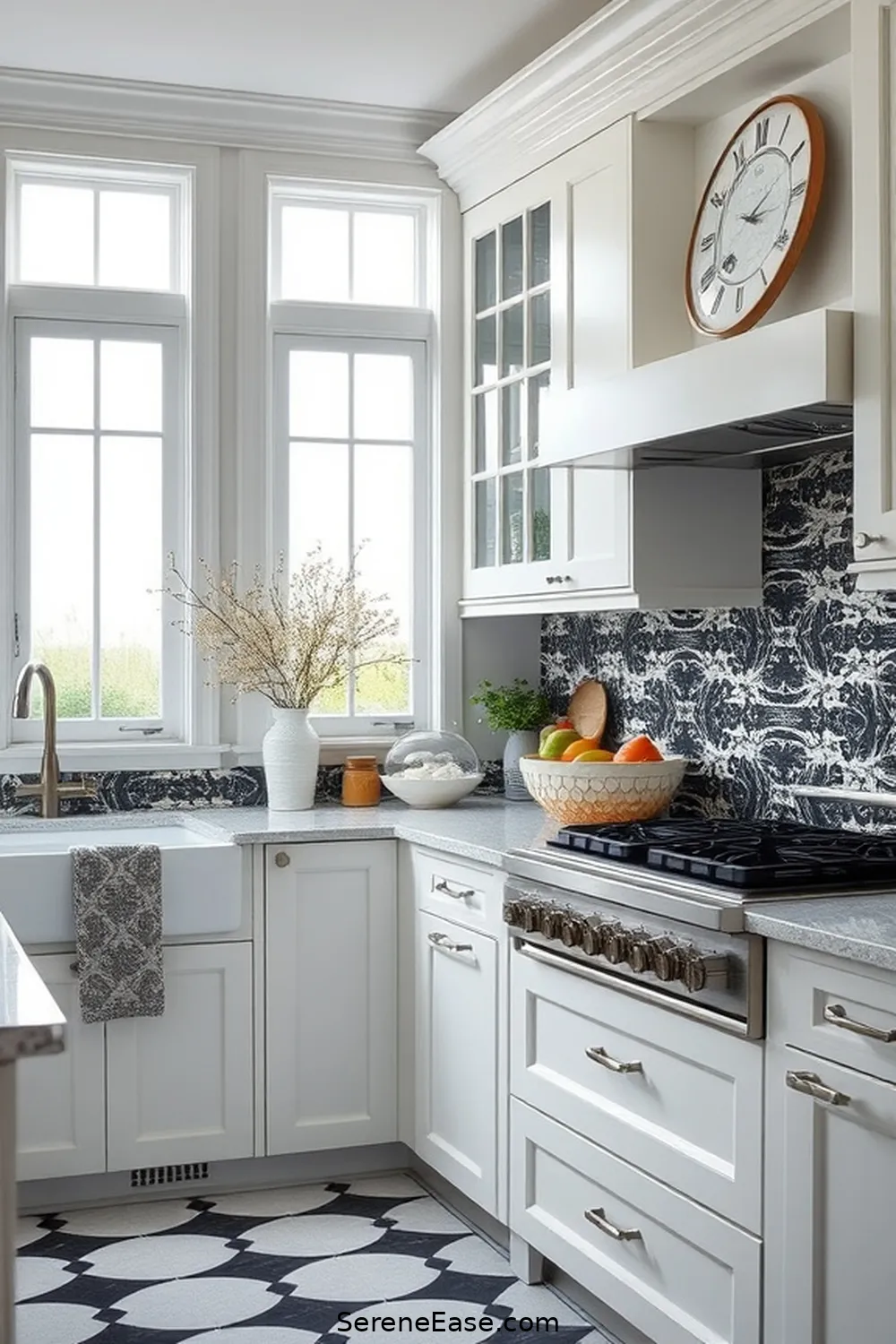 16 Ways to Incorporate Black and White Style in Your Coastal Kitchen 3 Install Black and White Backsplash Tiles for 16 Ways to Incorporate Black and White Style in Your Coastal Kitchen