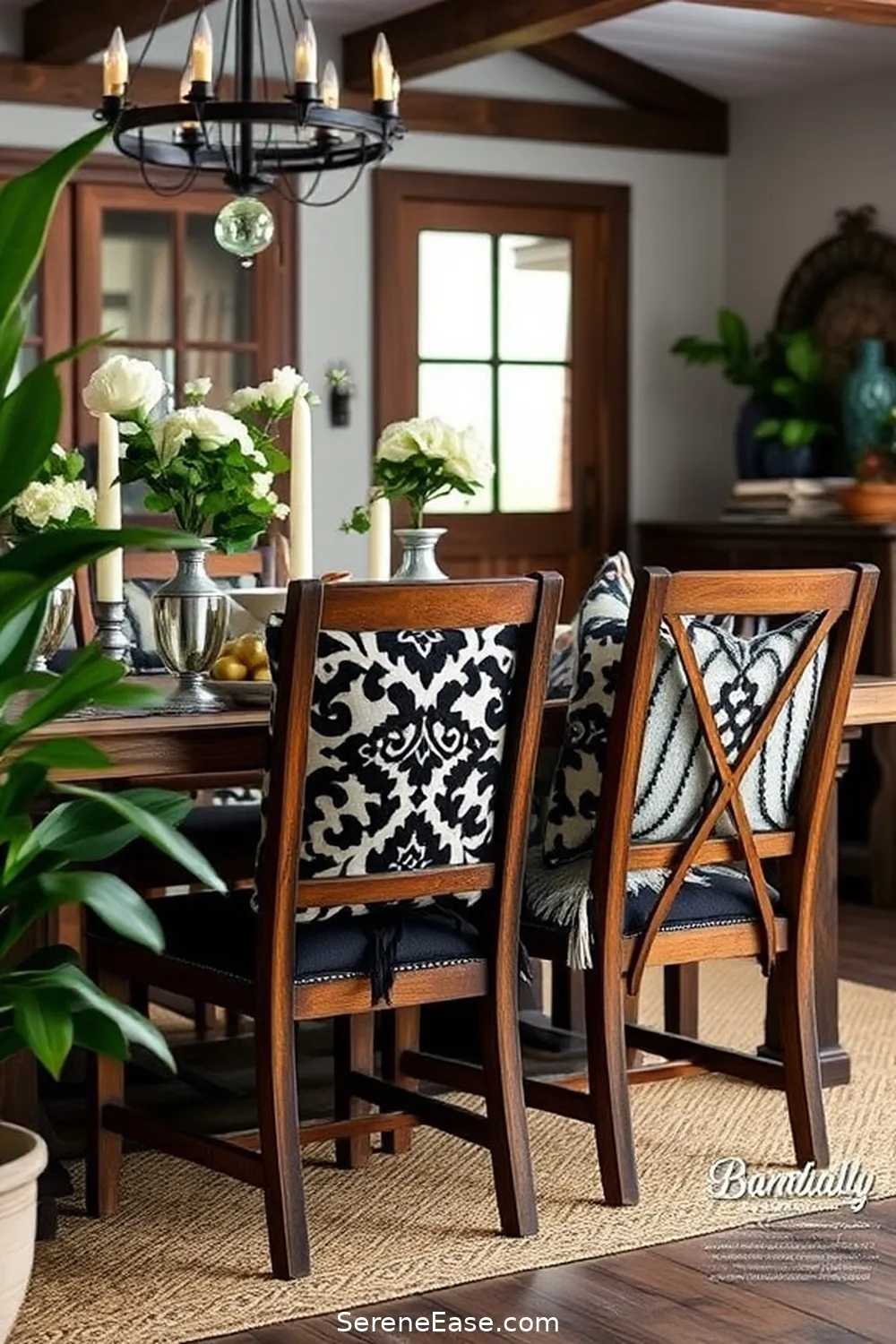 16 Ways to Incorporate Black and White Style in Your Rustic Dining Room 10 Accessorize With Black and White Pillows for 16 Ways to Incorporate Black and White Style in Your Rustic Dining Room