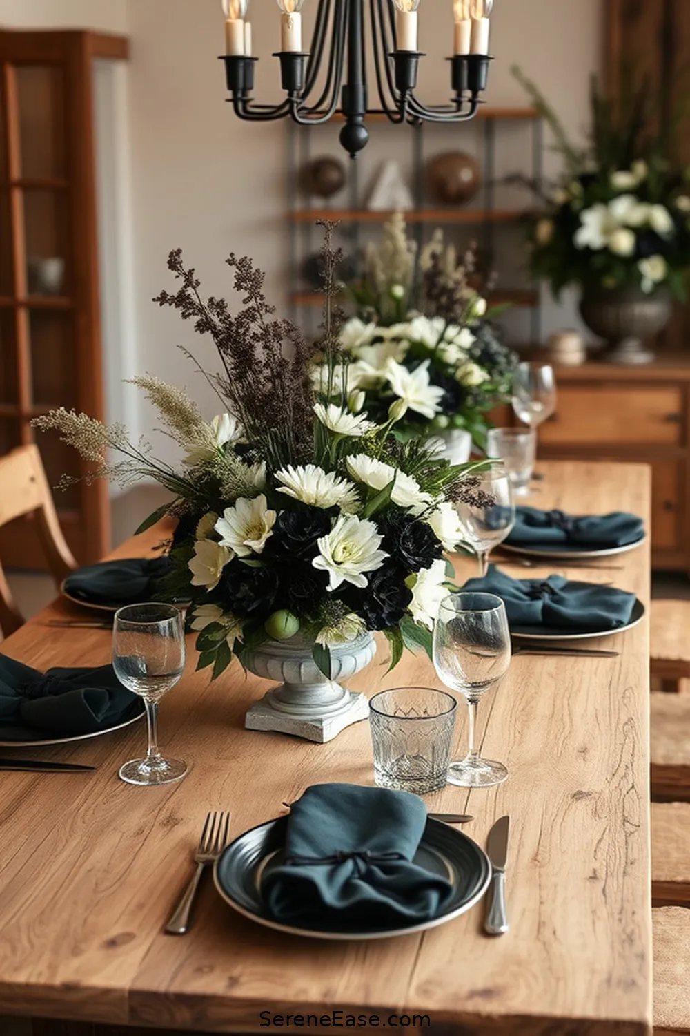 16 Ways to Incorporate Black and White Style in Your Rustic Dining Room 15 Add Black and White Floral Arrangements for 16 Ways to Incorporate Black and White Style in Your Rustic Dining Room