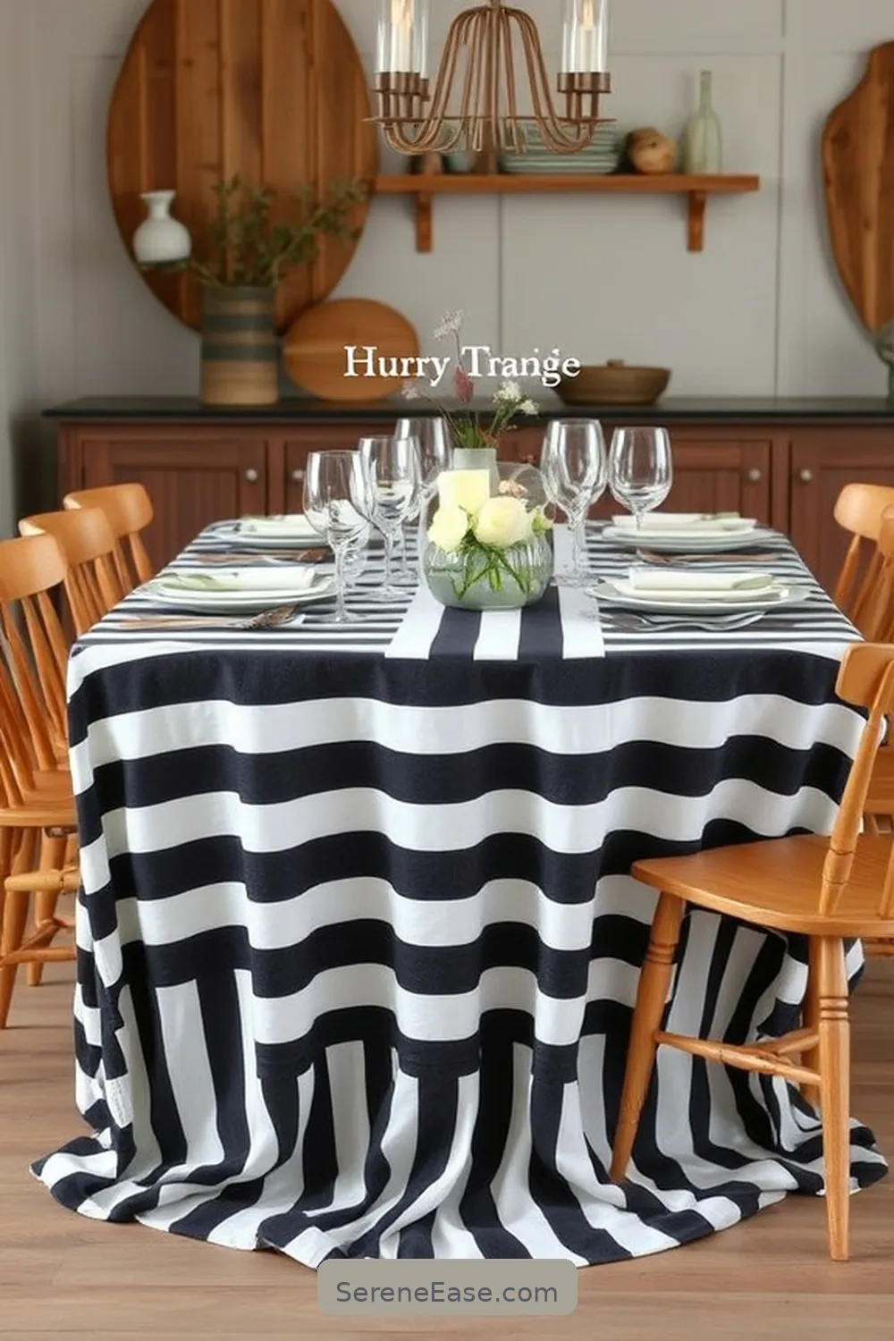 16 Ways to Incorporate Black and White Style in Your Rustic Dining Room 3 Choose a Monochrome Tablecloth for 16 Ways to Incorporate Black and White Style in Your Rustic Dining Room