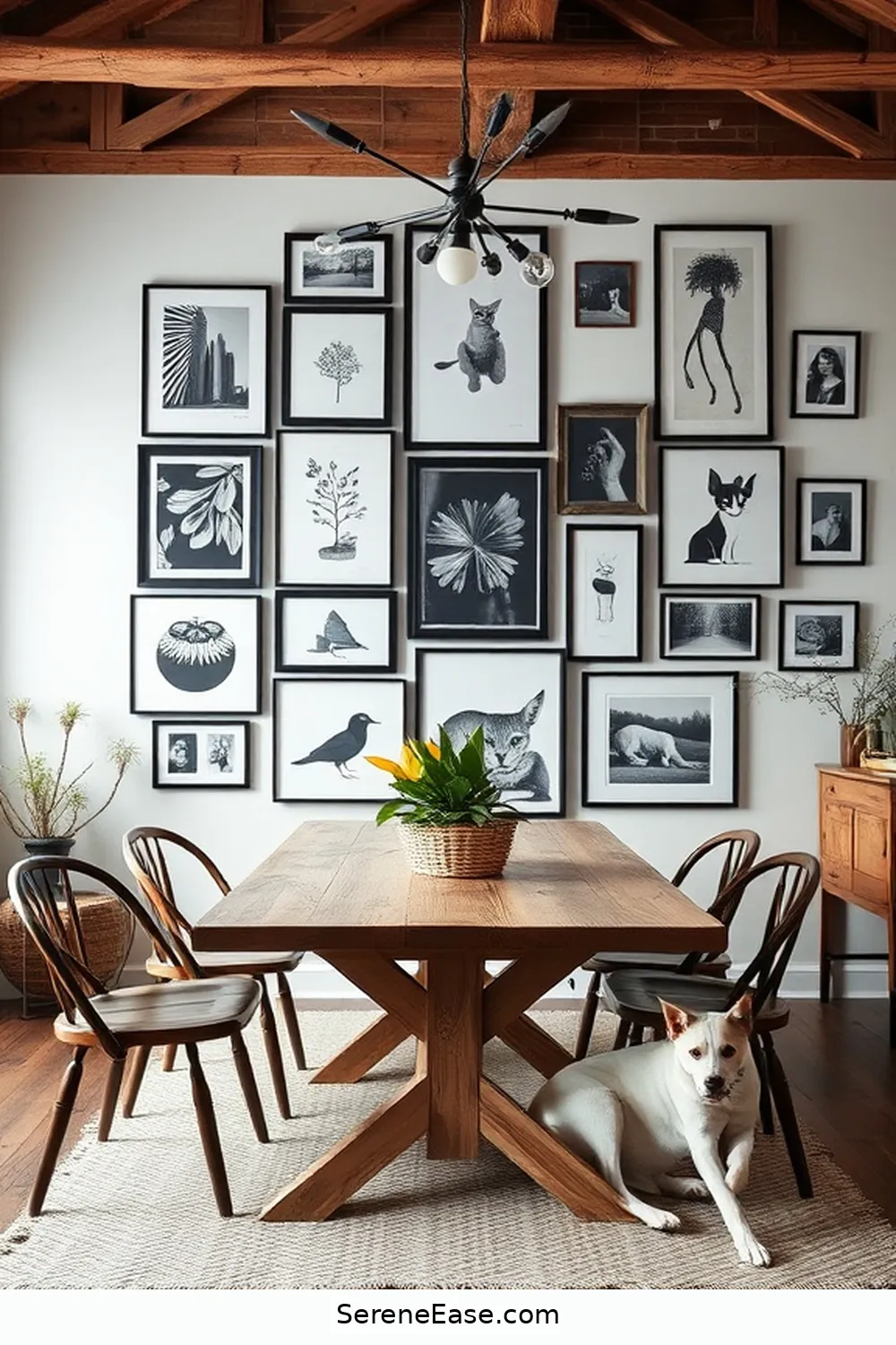 16 Ways to Incorporate Black and White Style in Your Rustic Dining Room 9 Create a Black and White Gallery Wall for 16 Ways to Incorporate Black and White Style in Your Rustic Dining Room