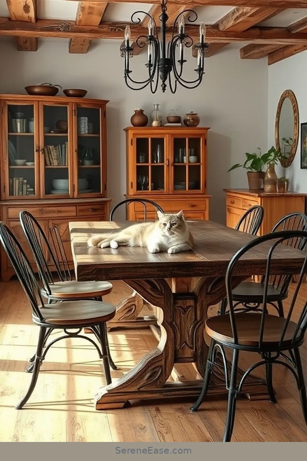 16 Ways to Incorporate Black and White Style in Your Rustic Dining Room 6 Mix Rustic Wood With Black Accents for 16 Ways to Incorporate Black and White Style in Your Rustic Dining Room