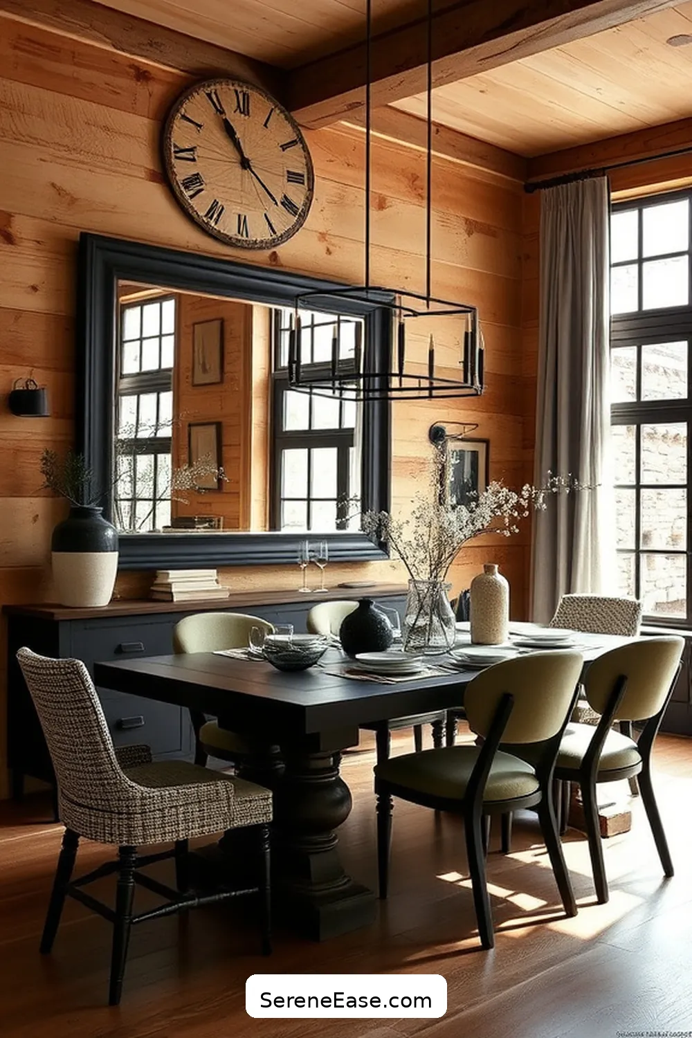 16 Ways to Incorporate Black and White Style in Your Rustic Dining Room 8 Opt for Black Framed Mirrors for 16 Ways to Incorporate Black and White Style in Your Rustic Dining Room
