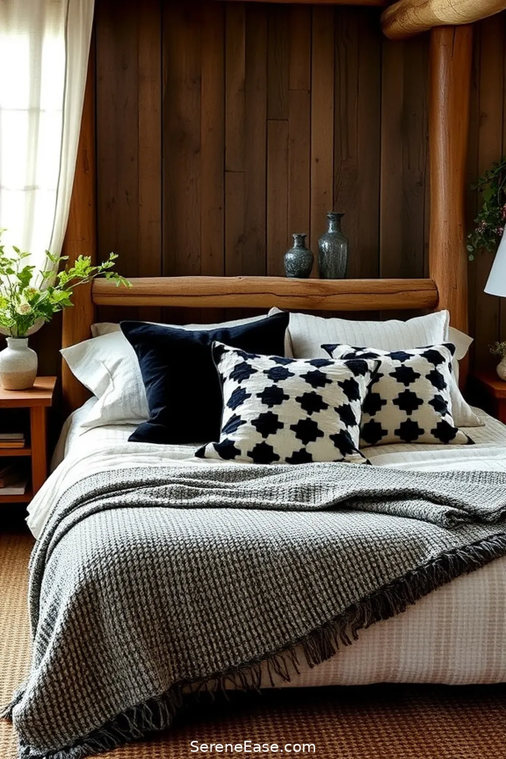 16 Ways to Incorporate Black and White Style in a Rustic Bedroom 6 Add Black and White Throw Pillows for 16 Ways to Incorporate Black and White Style in a Rustic Bedroom