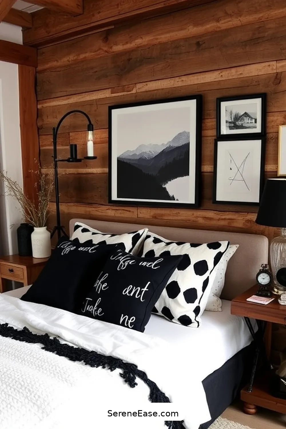 16 Ways to Incorporate Black and White Style in a Rustic Bedroom 12 Use Black and White Accessories for 16 Ways to Incorporate Black and White Style in a Rustic Bedroom