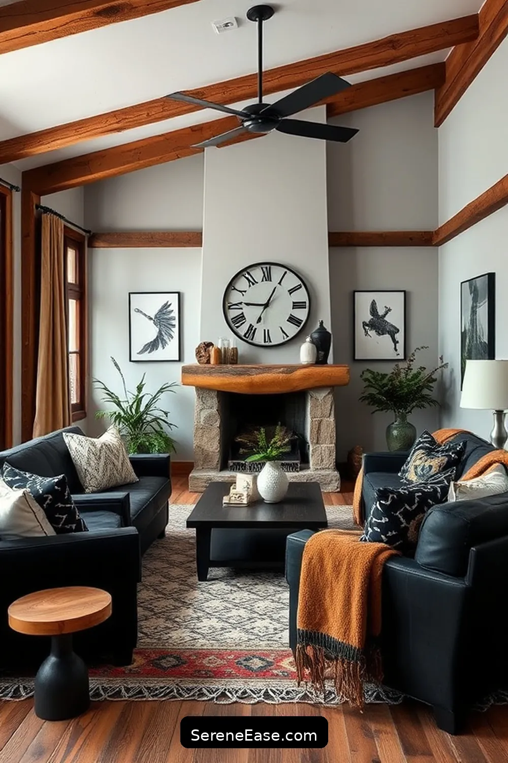 16 Ways to Incorporate Black and White in Rustic Living Room Style 5 Choose Bold Black Furniture for 16 Ways to Incorporate Black and White in Rustic Living Room Style
