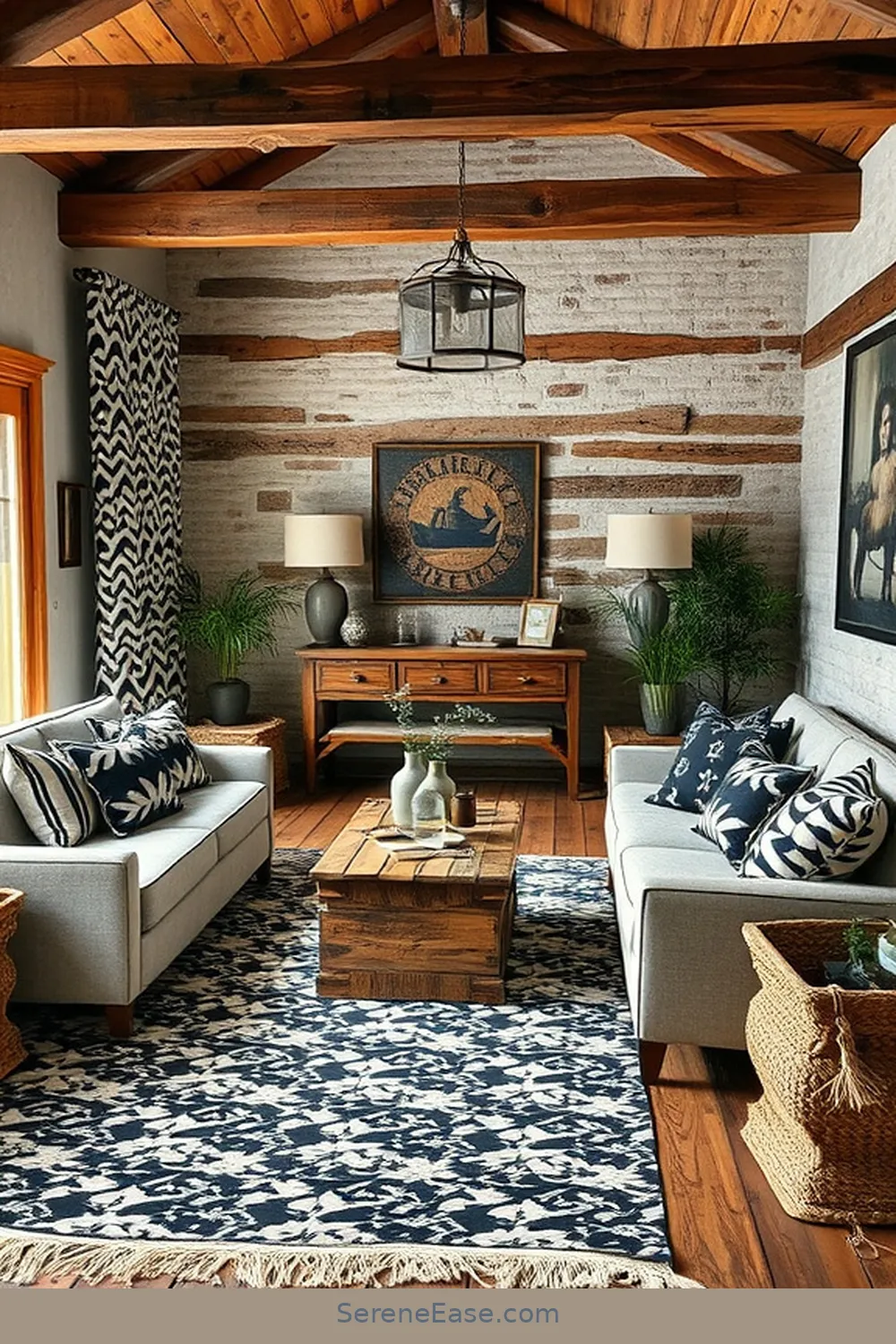 16 Ways to Incorporate Black and White in Rustic Living Room Style 6 Mix Black and White Patterns for 16 Ways to Incorporate Black and White in Rustic Living Room Style
