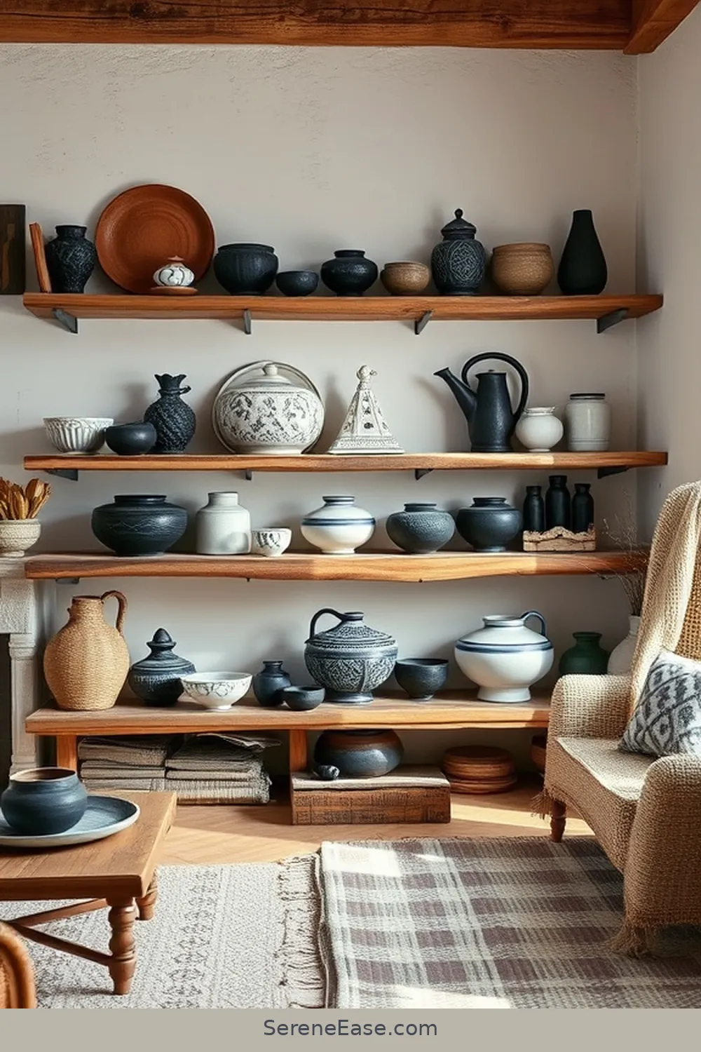 16 Ways to Incorporate Black and White in Rustic Living Room Style 10 Style With Black and White Pottery for 16 Ways to Incorporate Black and White in Rustic Living Room Style