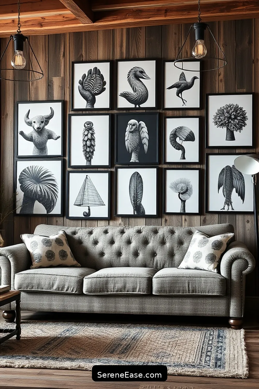16 Ways to Incorporate Black and White in Rustic Living Room Style 2 Use Black and White Artwork for 16 Ways to Incorporate Black and White in Rustic Living Room Style