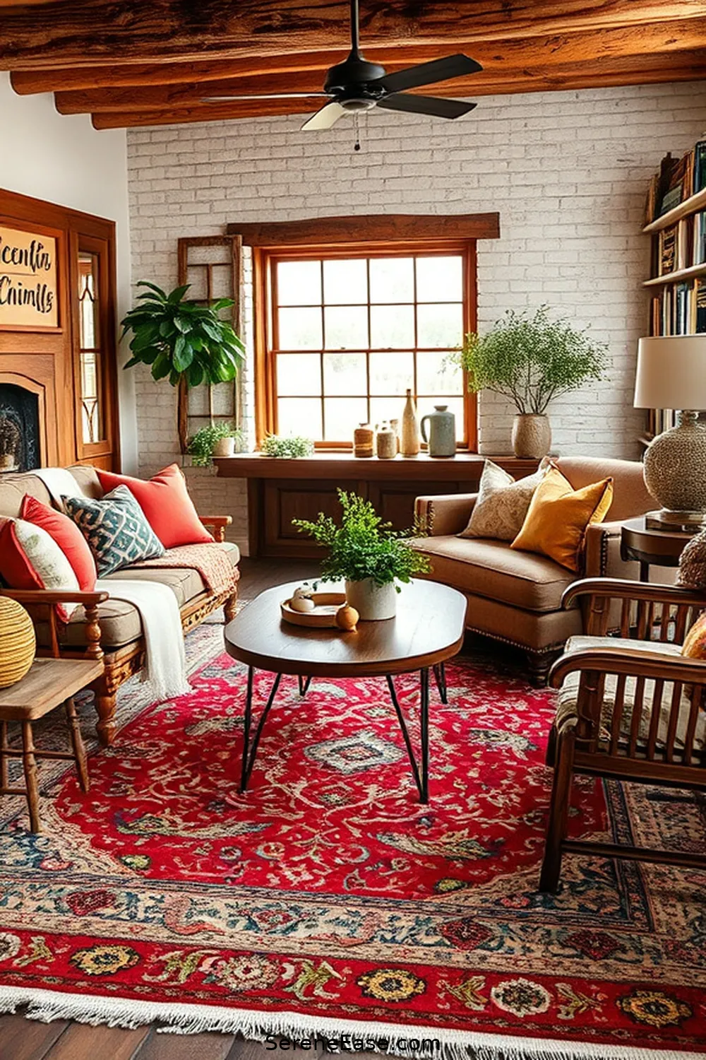 16 Ways to Incorporate Bold and Bright Colors in Your Rustic Living Room Style 5 Add Bright Area Rugs for 16 Ways to Incorporate Bold and Bright Colors in Your Rustic Living Room Style