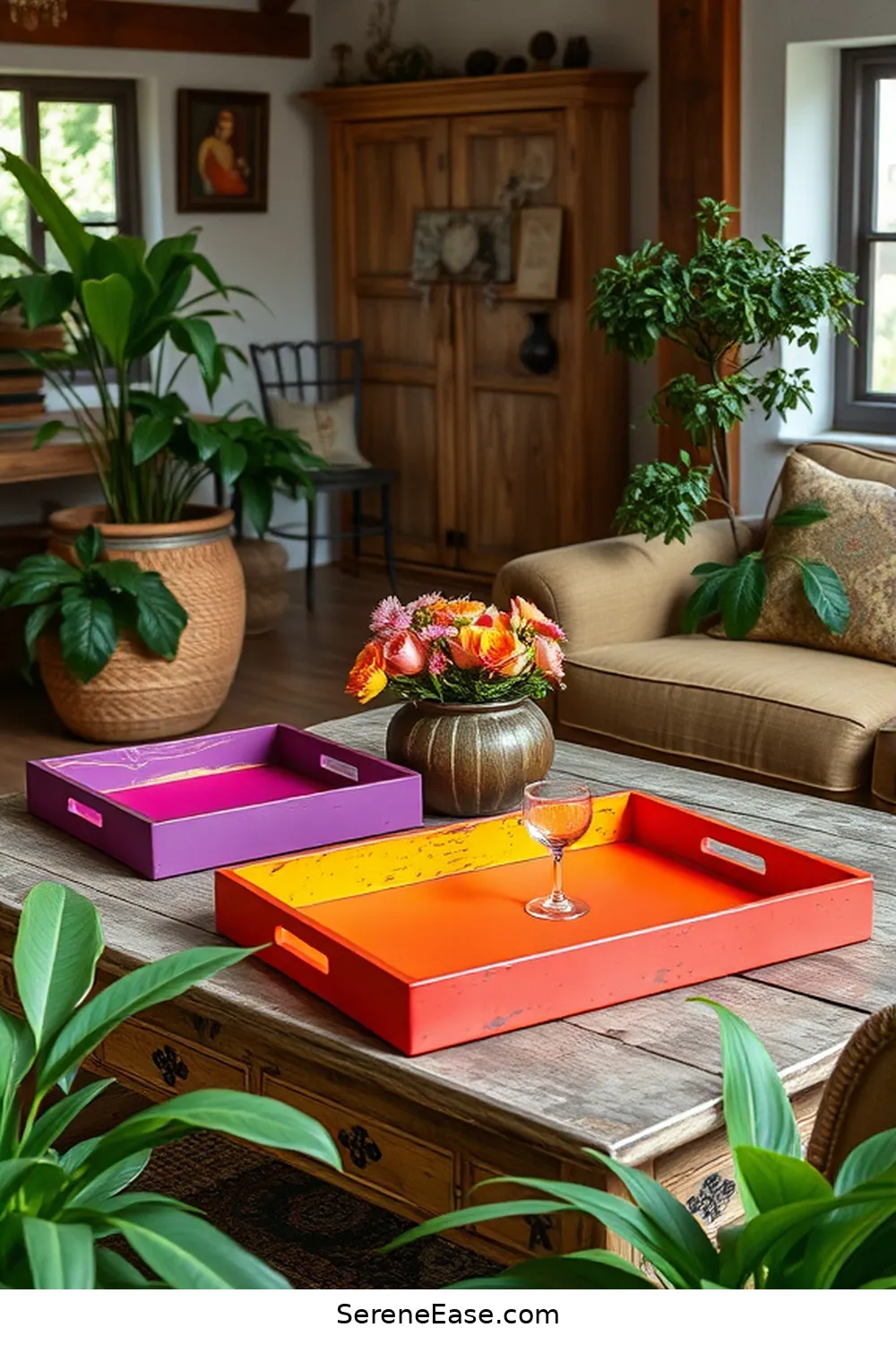 16 Ways to Incorporate Bold and Bright Colors in Your Rustic Living Room Style 16 Choose Bright Decorative Trays for 16 Ways to Incorporate Bold and Bright Colors in Your Rustic Living Room Style